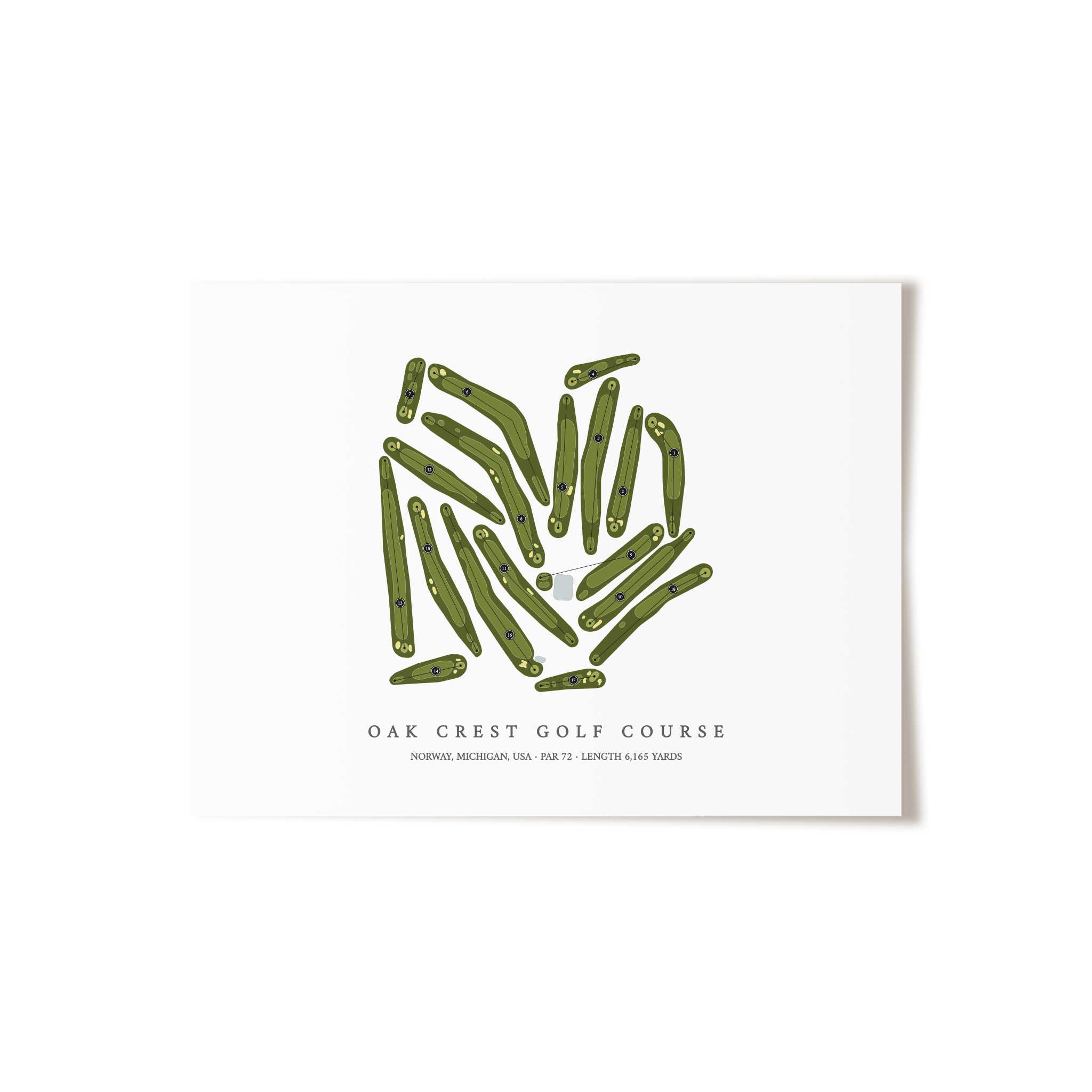 Oak Crest Golf Course | Golf Course Map | Unframed 