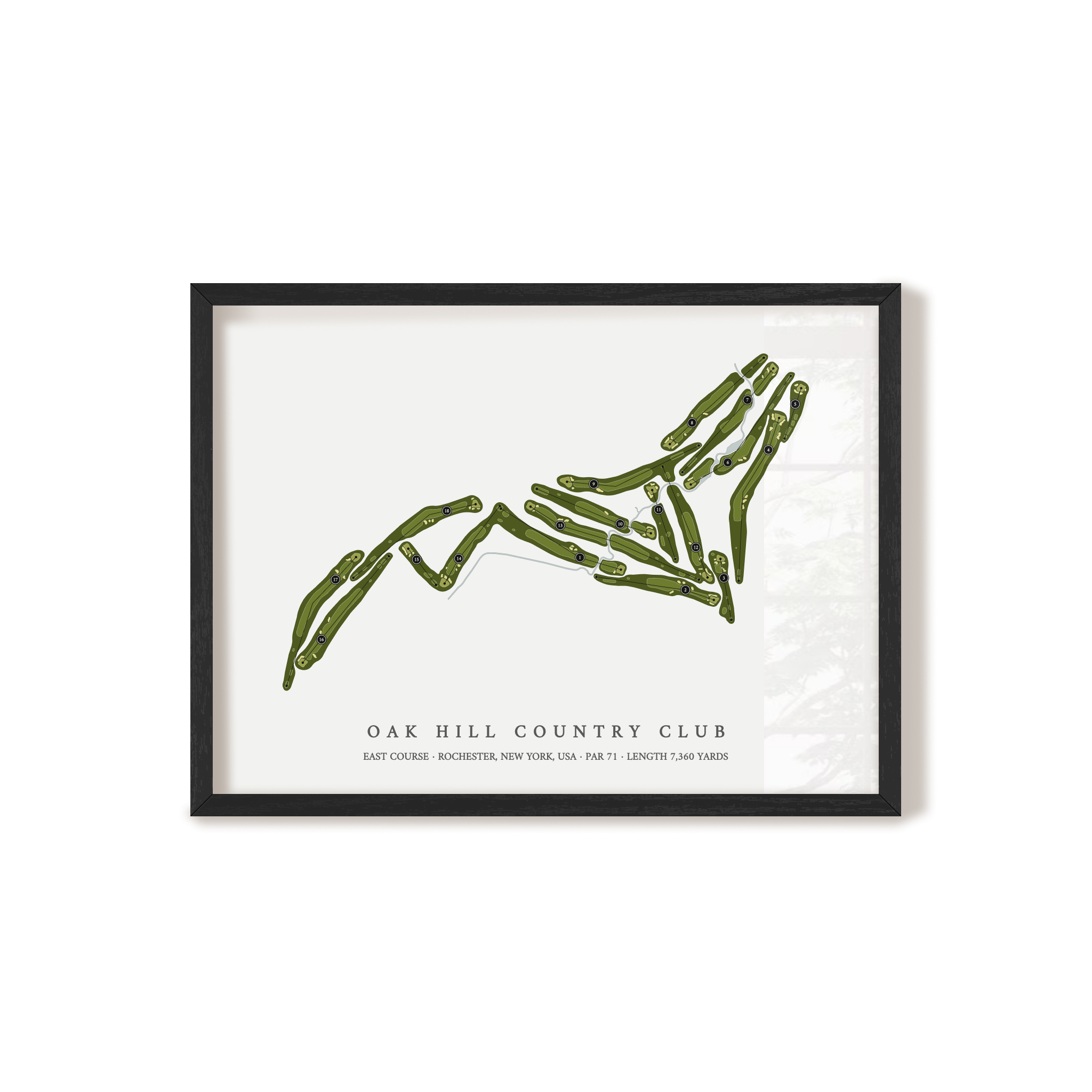 Oak Hill Country Club - East Course | Golf Course Map | Black Frame 