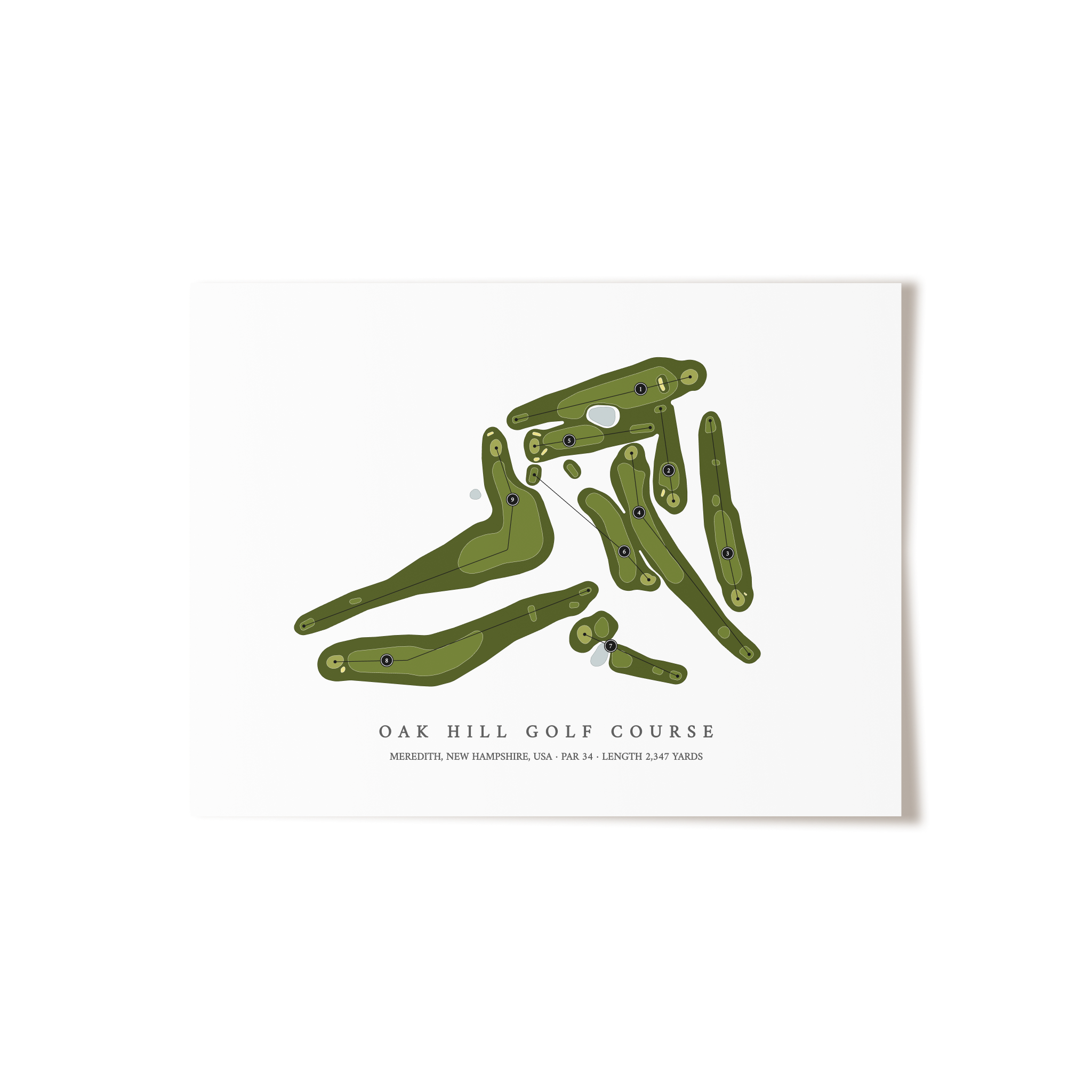 Oak Hill Golf Course | Golf Course Map | Unframed 