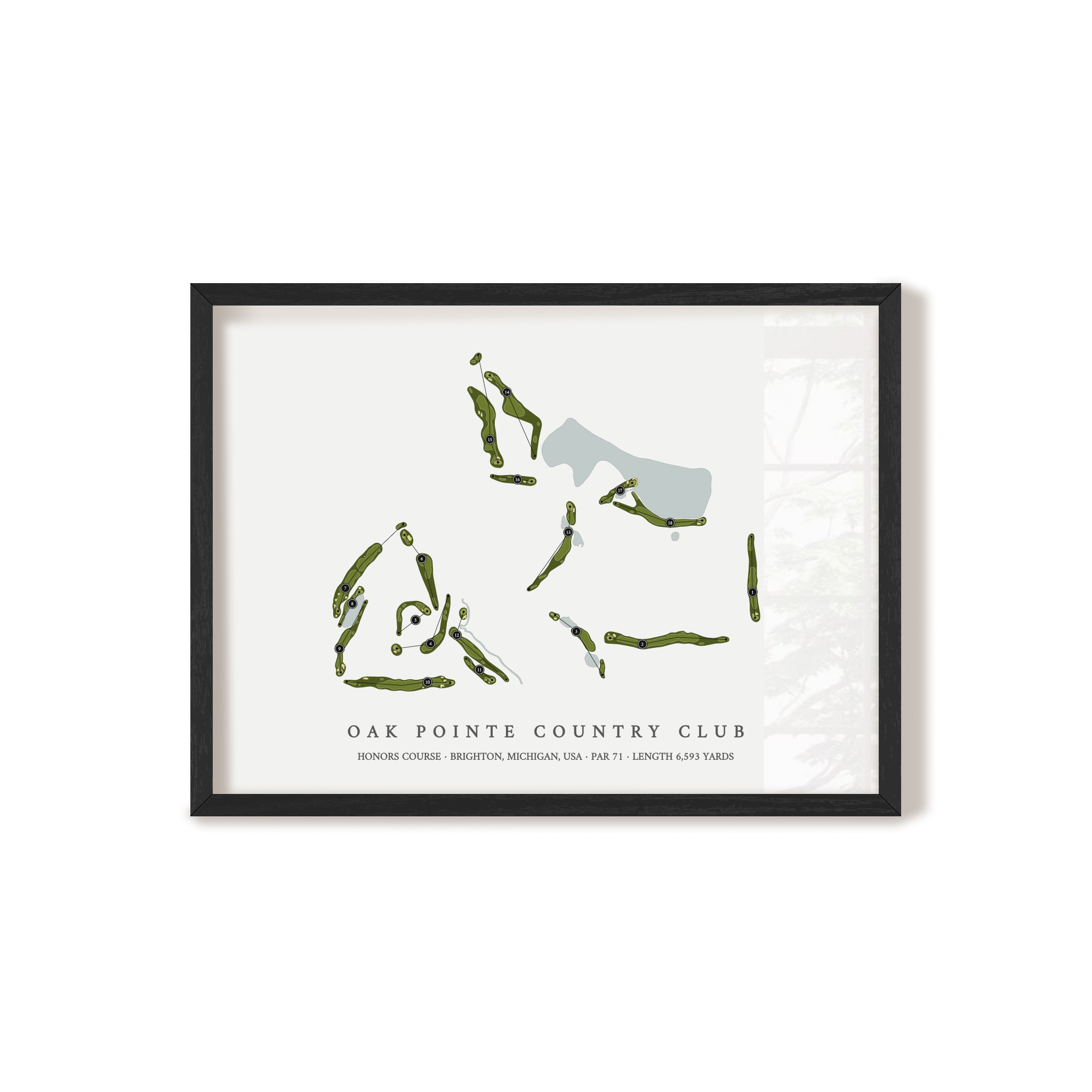 Oak Pointe Country Club - Honors Course | Golf Course Map | Black Frame 
