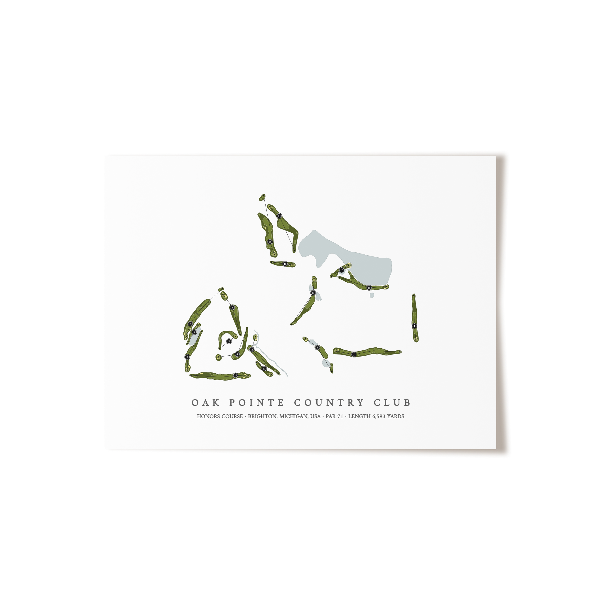 Oak Pointe Country Club - Honors Course | Golf Course Map | Unframed 
