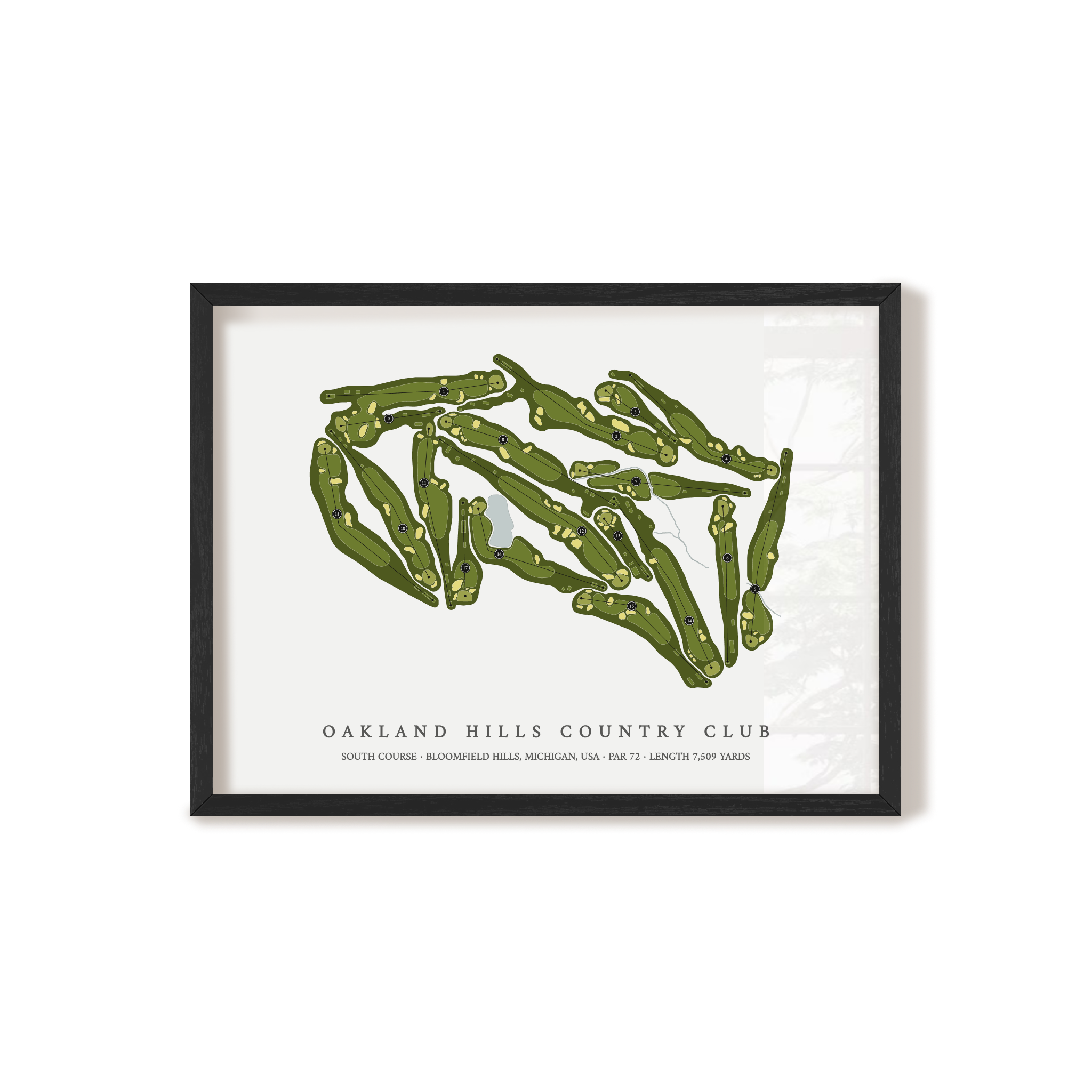 Oakland Hills Country Club - South Course | Golf Course Print | Black Frame