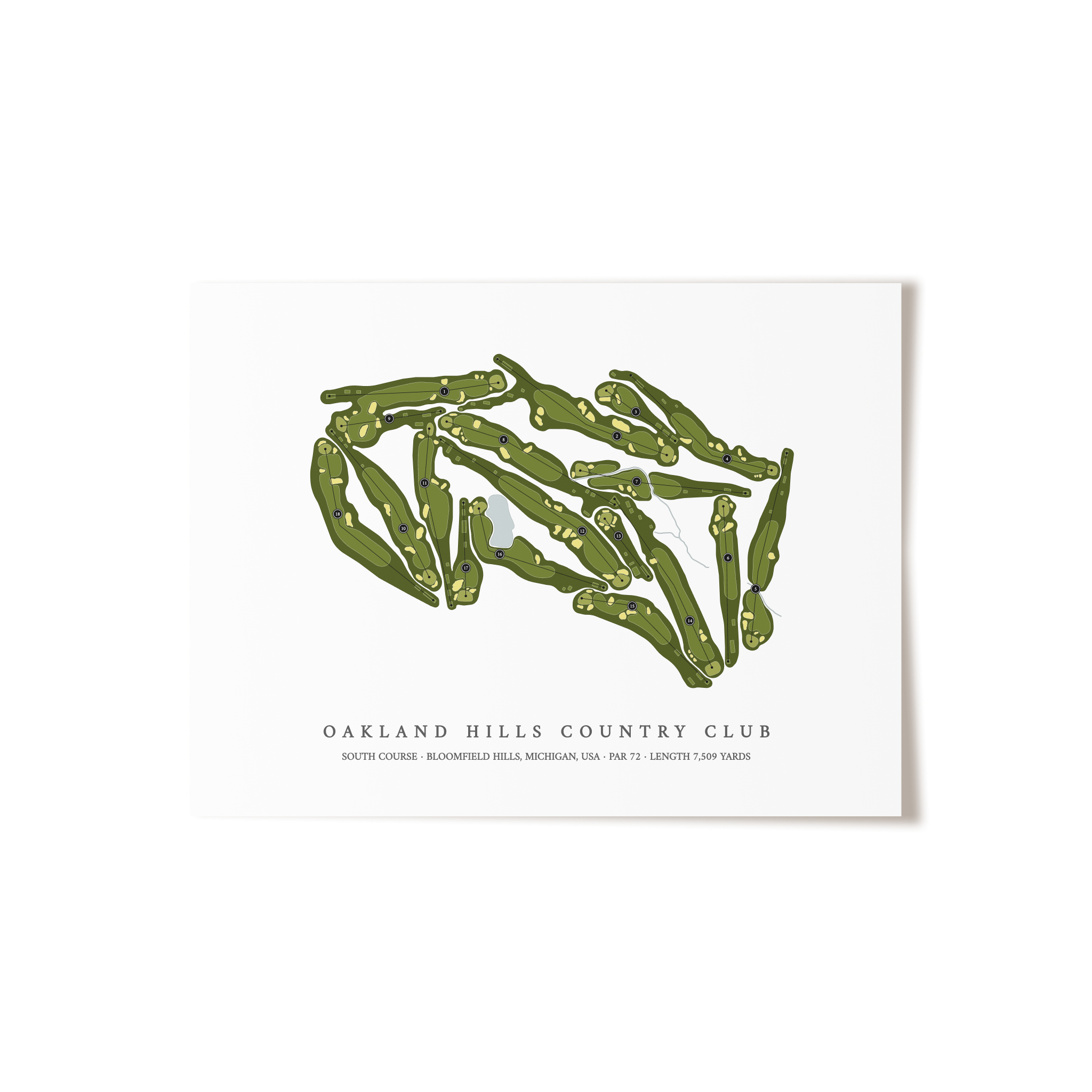 Oakland Hills Country Club - South Course | Golf Course Print | Unframed