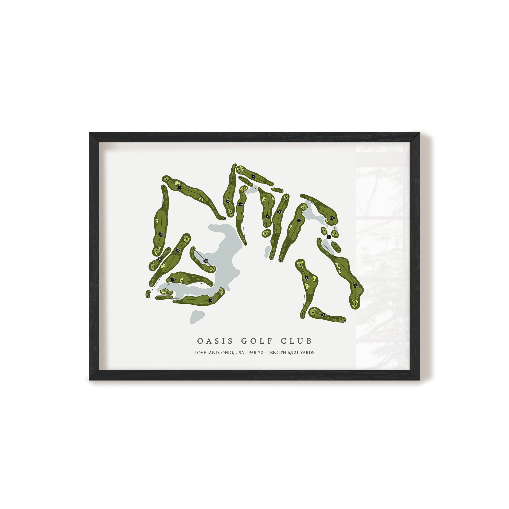Oasis Golf Club | Golf Course Map | Black Frame 