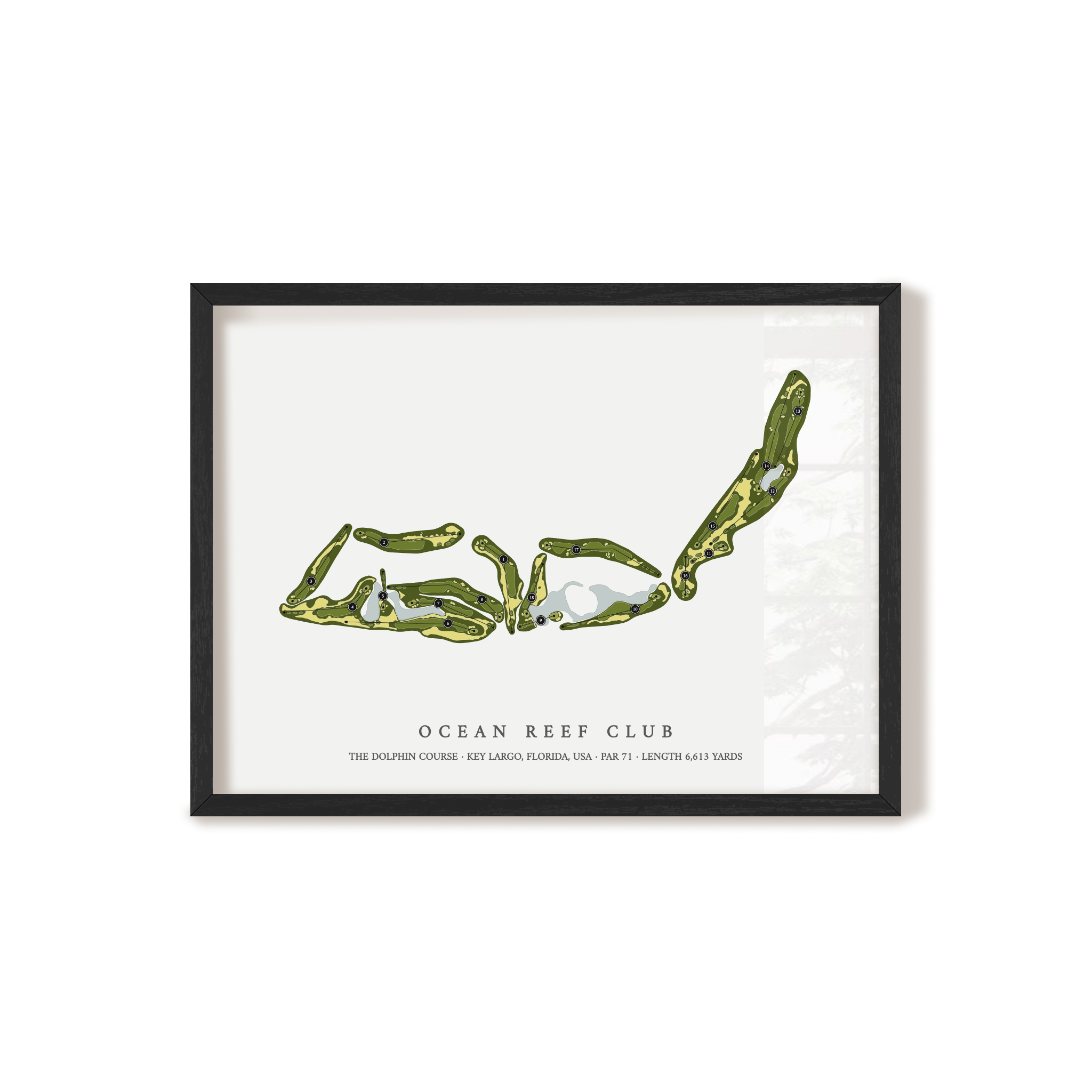 Ocean Reef Club - The Dolphin Course | Golf Course Map | Black Frame 