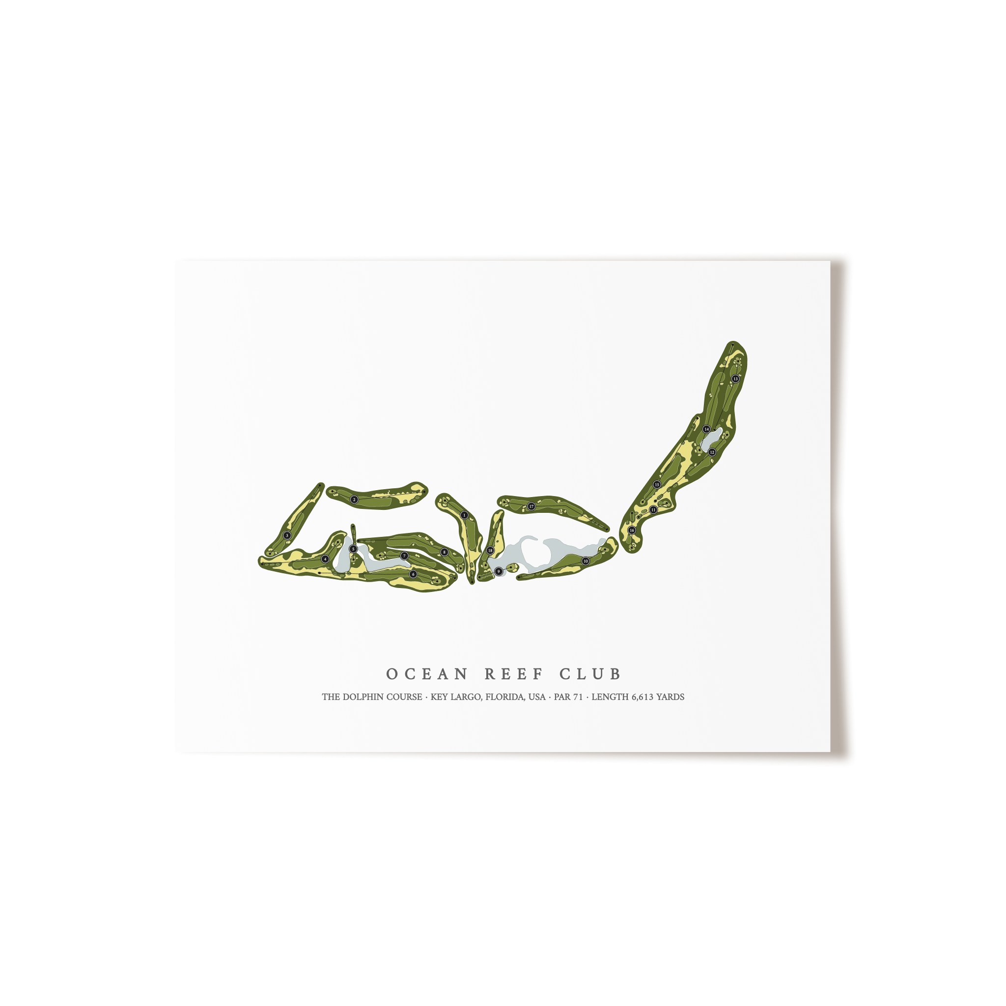 Ocean Reef Club - The Dolphin Course | Golf Course Map | Unframed 