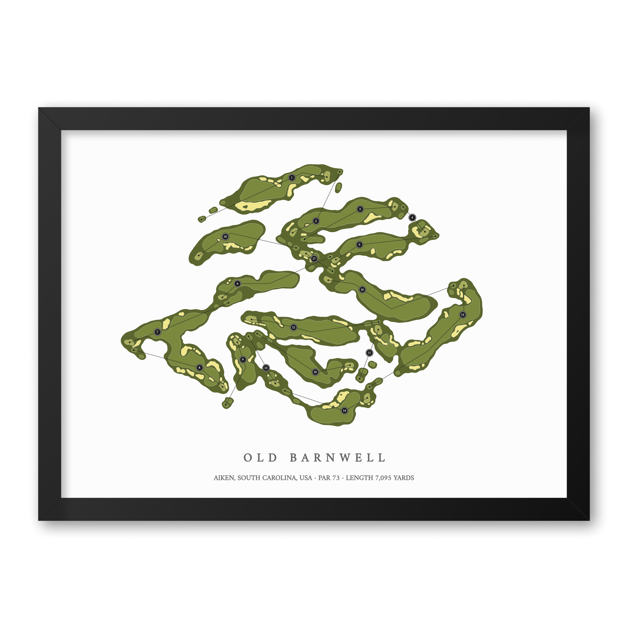Old Barnwell | Golf Course Map | Black Frame