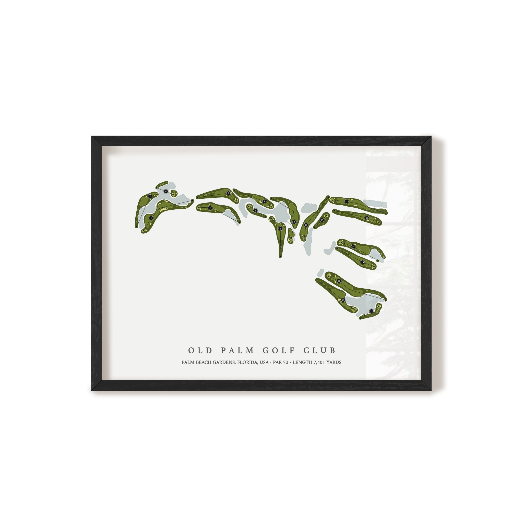 Old Palm Golf Club | Golf Course Map | Black Frame 