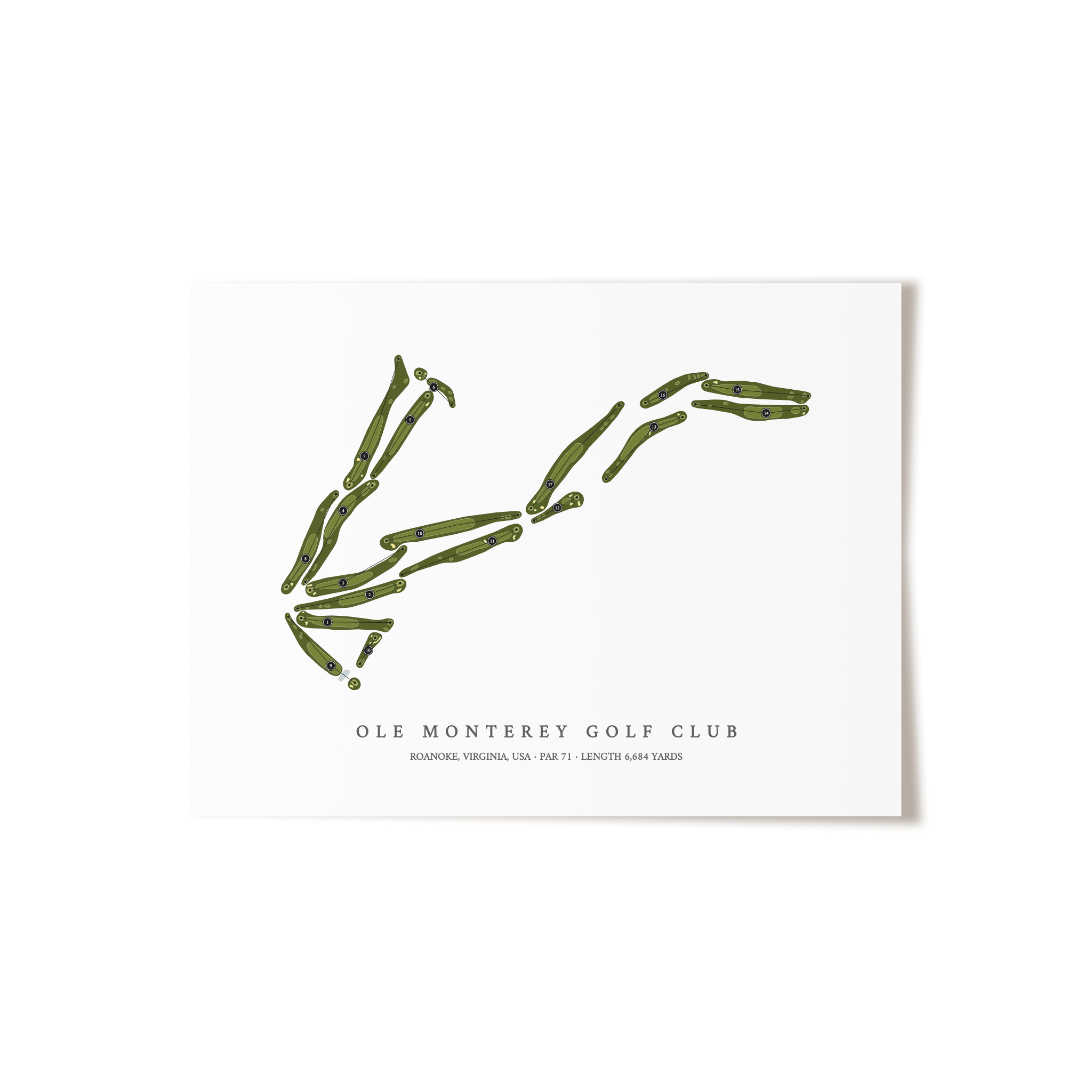 Ole Monterey Golf Club | Golf Course Map | Unframed 