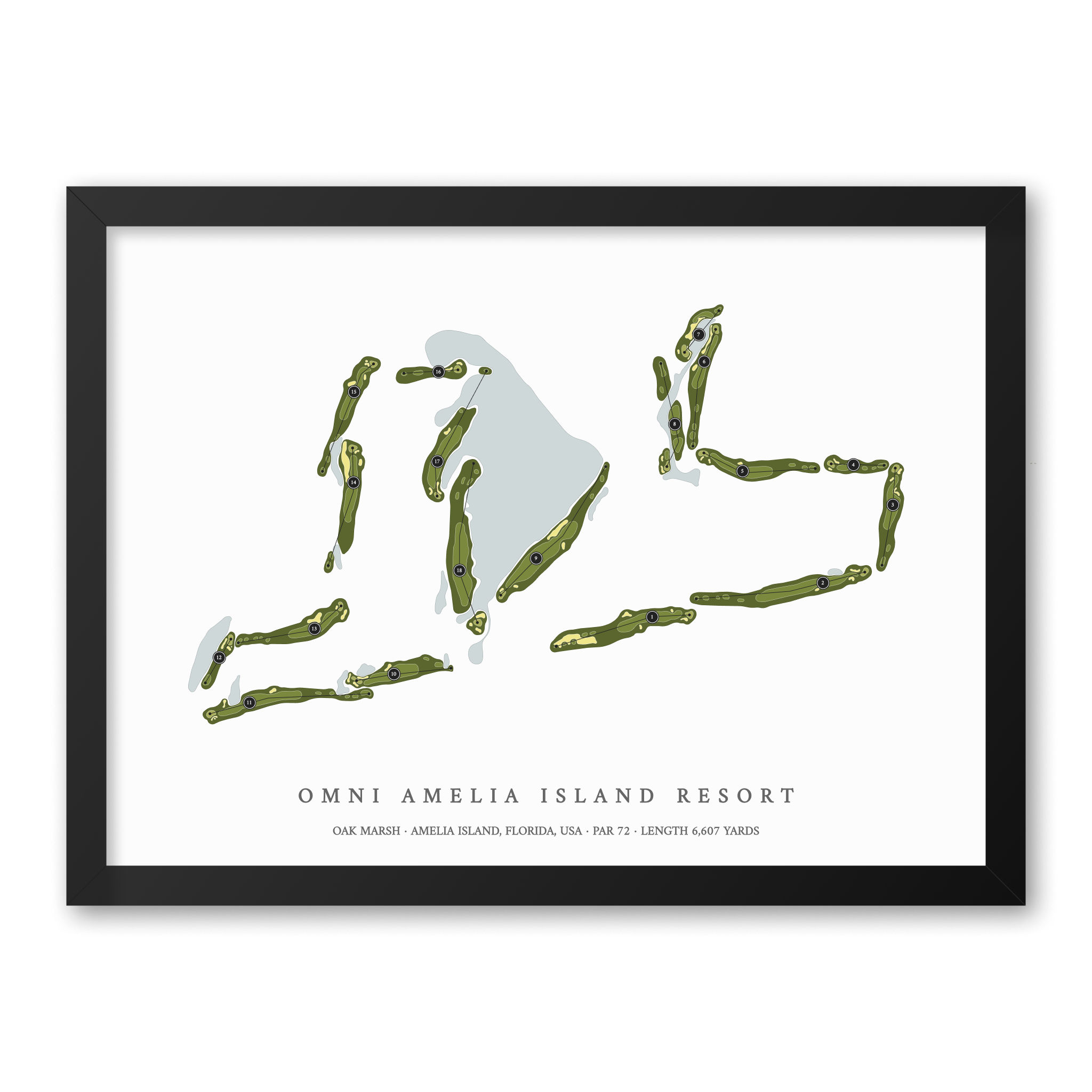 Omni Amelia Island Resort - Oak Marsh | Golf Course Map | Black Frame