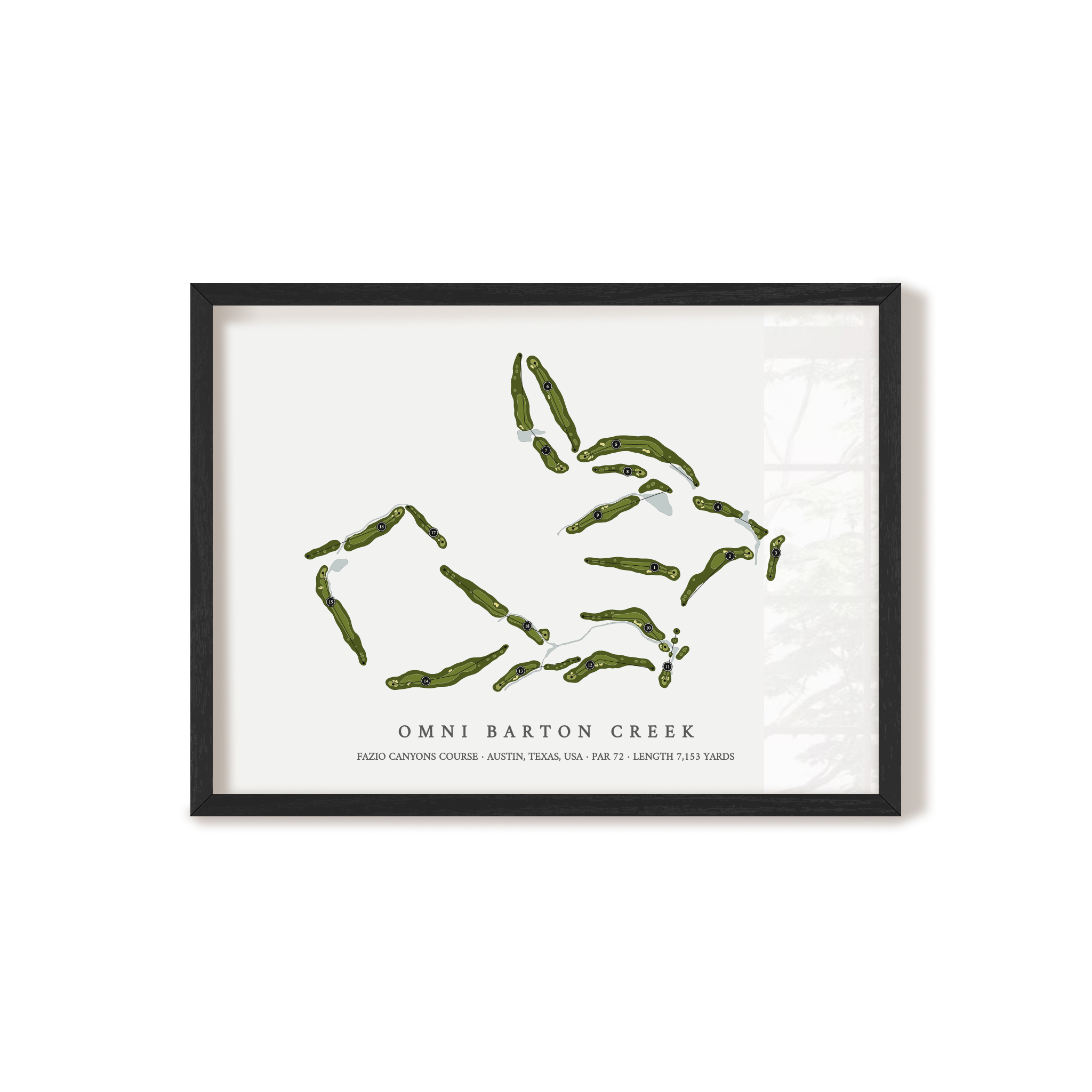 Omni Barton Creek - Fazio Canyons Course | Golf Course Print | Black Frame