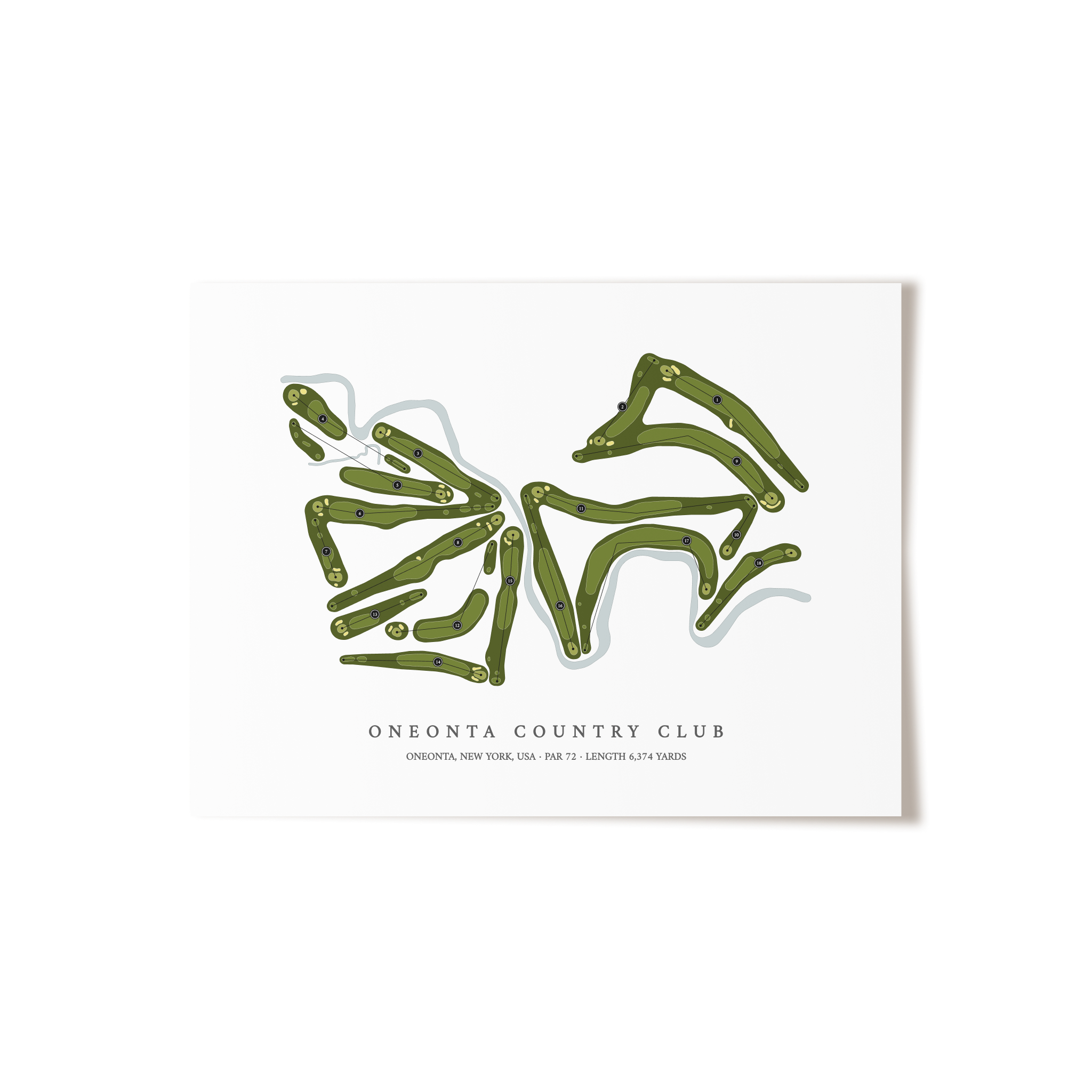 Oneonta Country Club | Golf Course Map | Unframed 