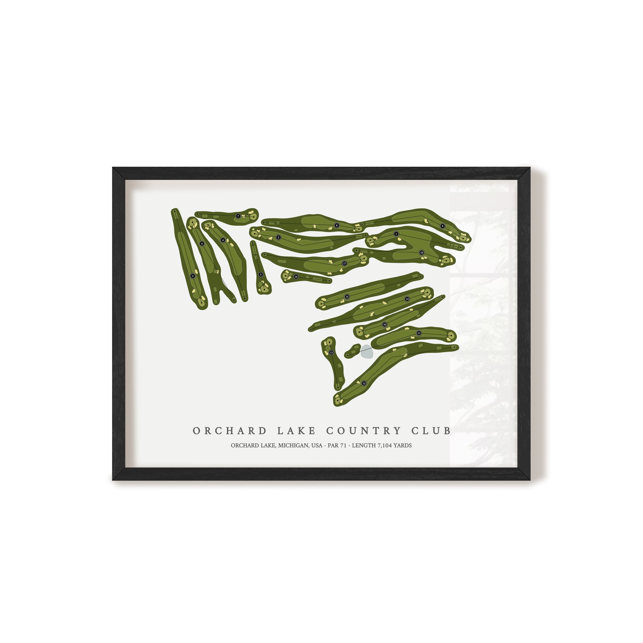 Orchard Lake Country Club | Golf Course Map | Black Frame 