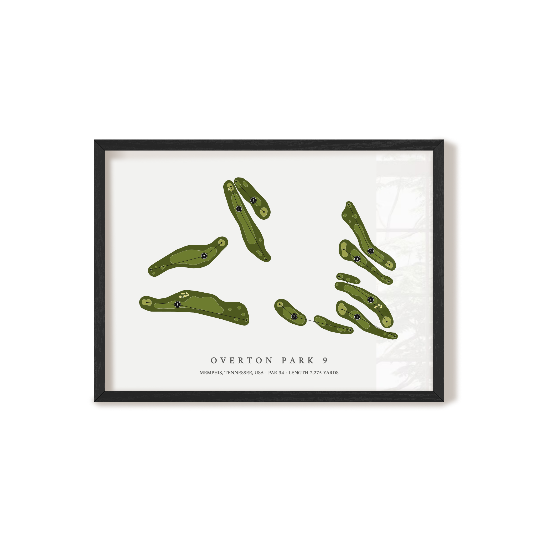 Overton Park 9 | Golf Course Map | Black Frame 