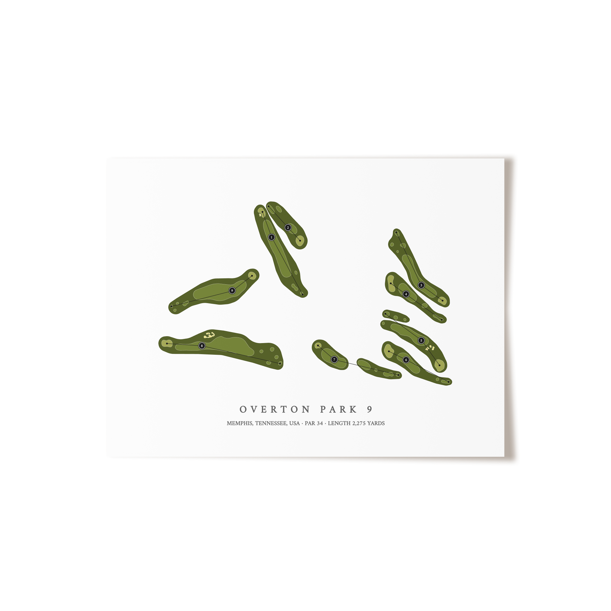 Overton Park 9 | Golf Course Map | Unframed 