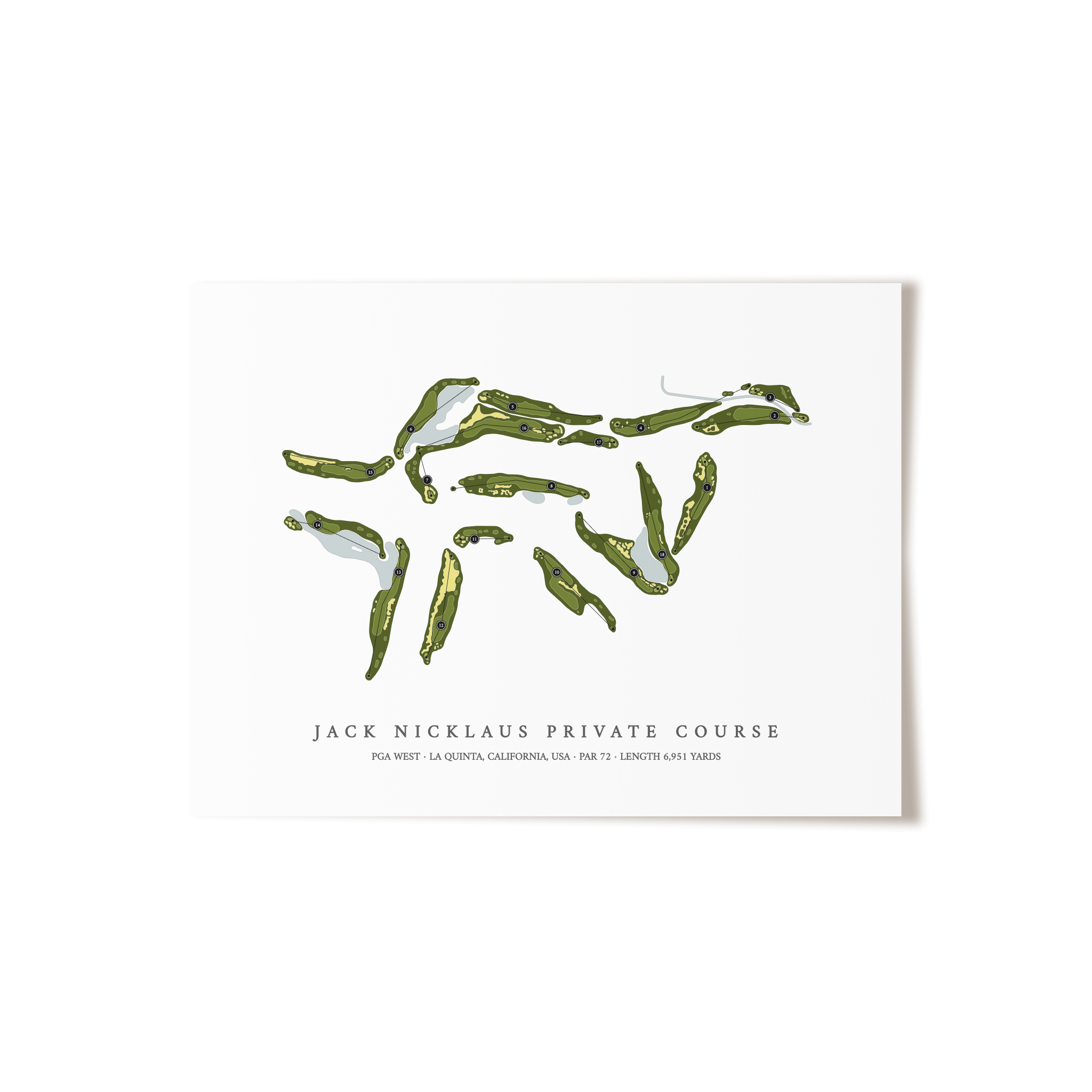 PGA West - Jack Nicklaus Private Course | Golf Course Map | Unframed 