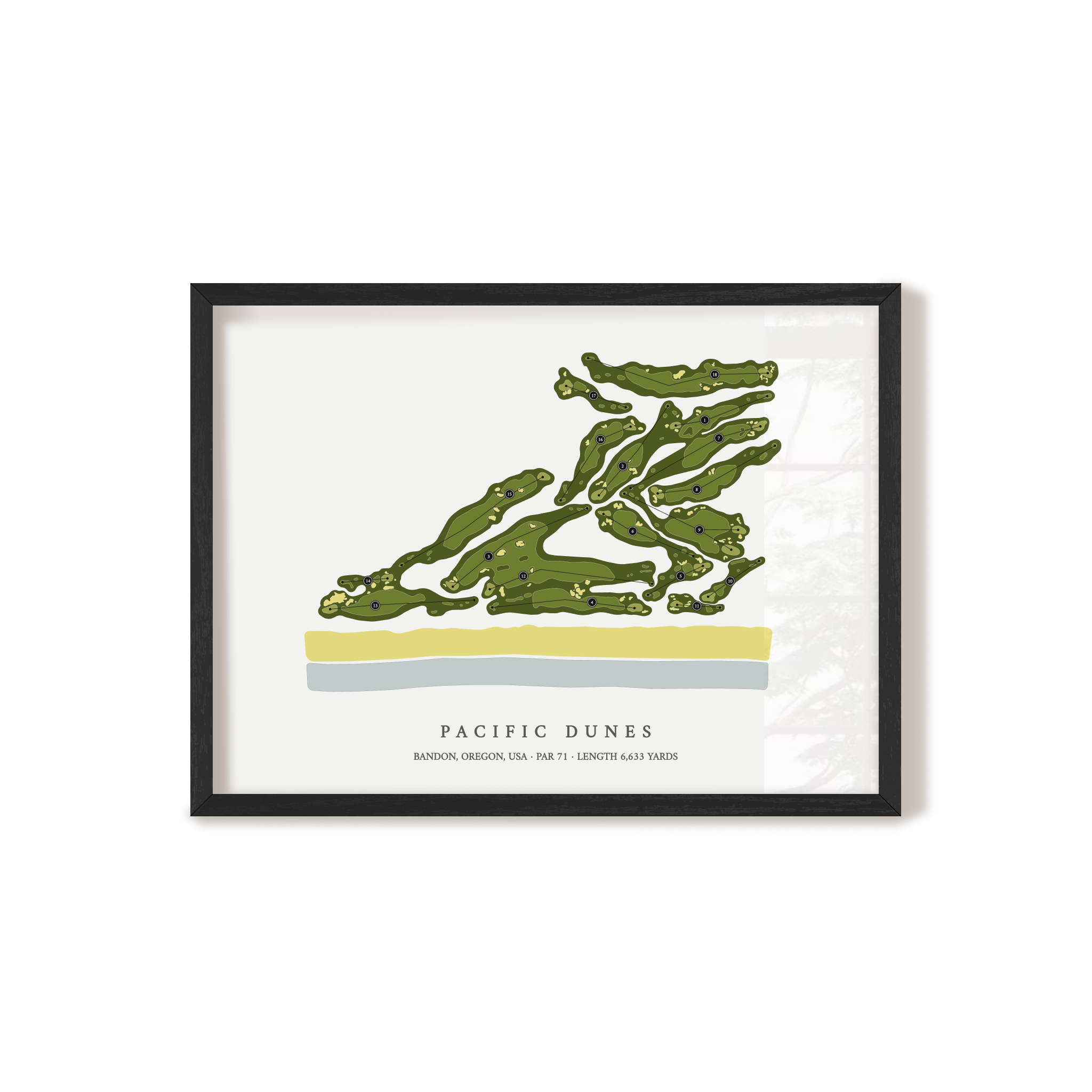 Pacific Dunes | Golf Course Print | Black Frame 