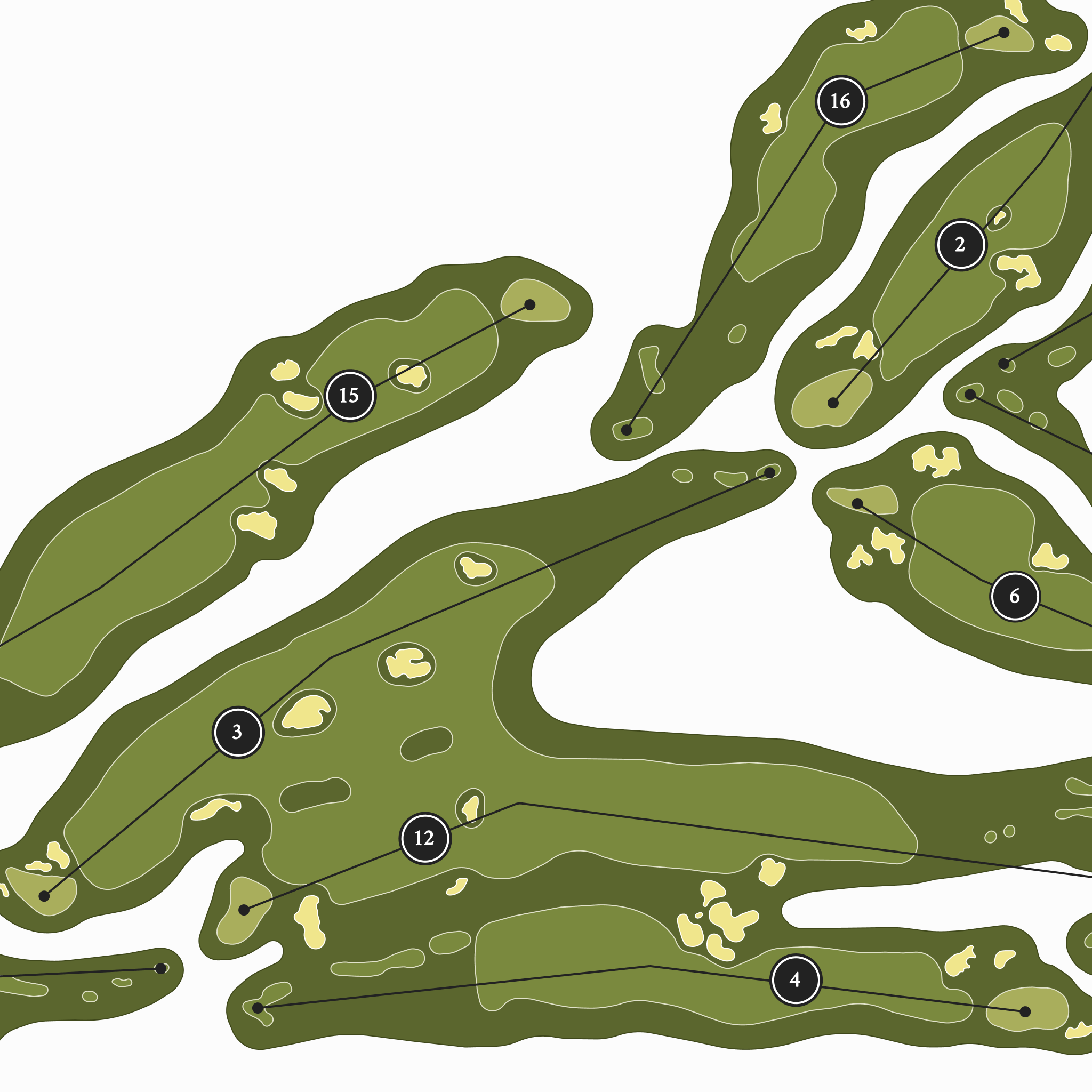 Pacific Dunes| Golf Course Print | Close Up With Hole Numbers #hole numbers_yes