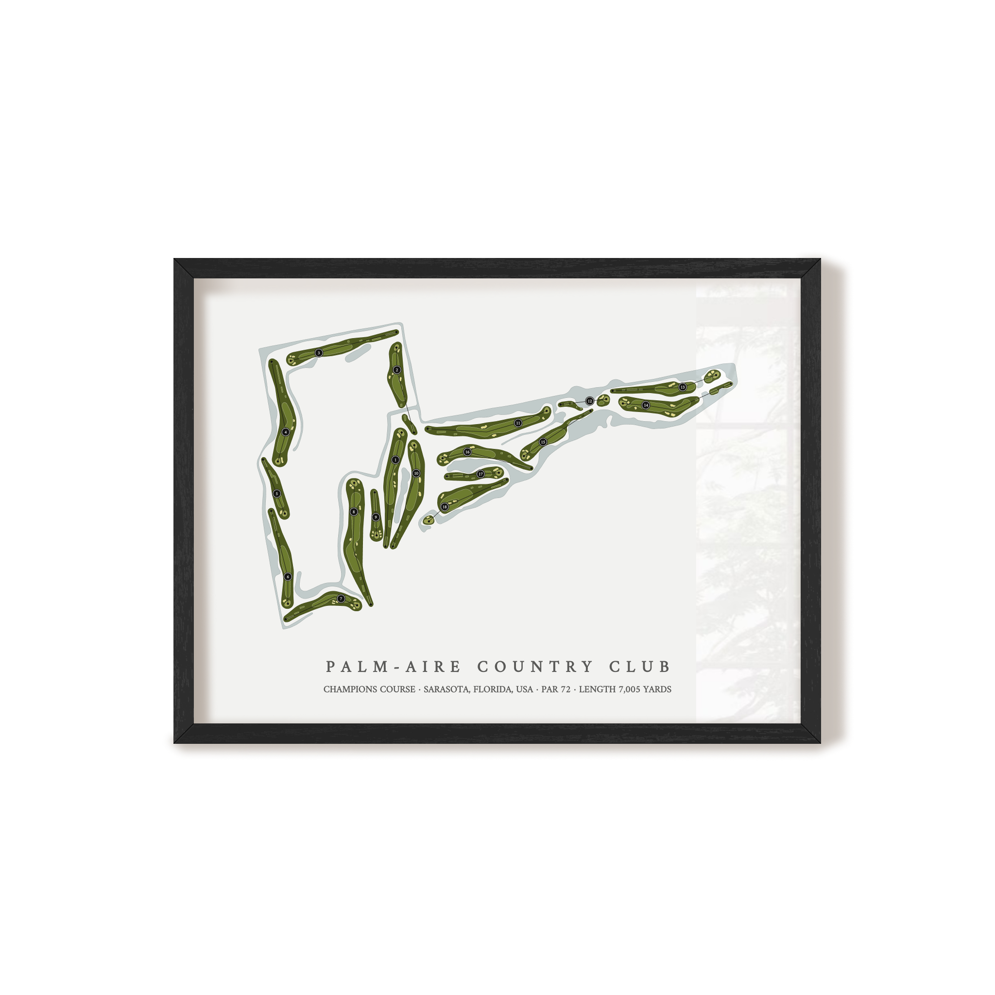 Palm-Aire Country Club - Champions Course | Golf Course Map | Black Frame 