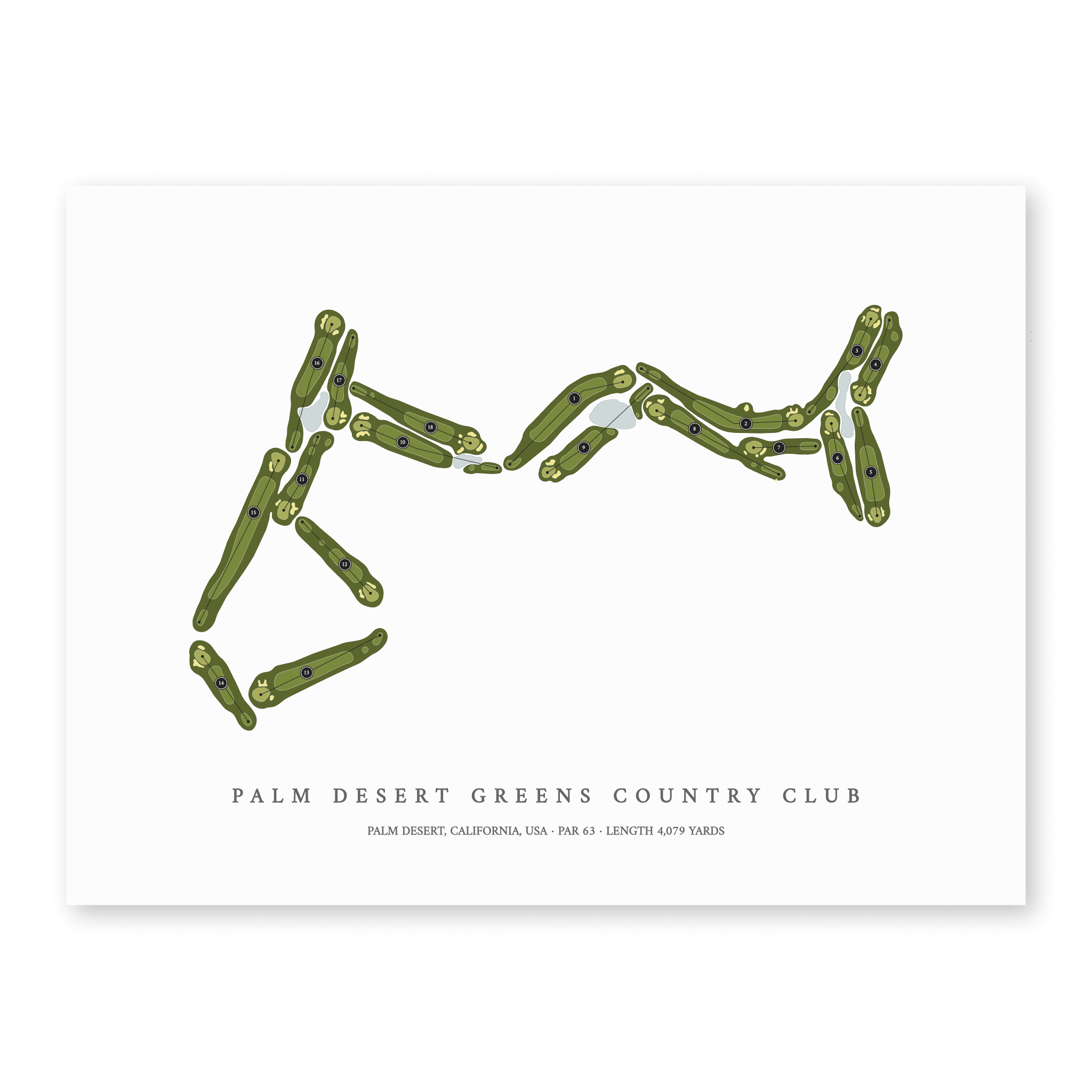 Palm Desert Greens Country Club | Heritage Style Golf Course Print | Unframed