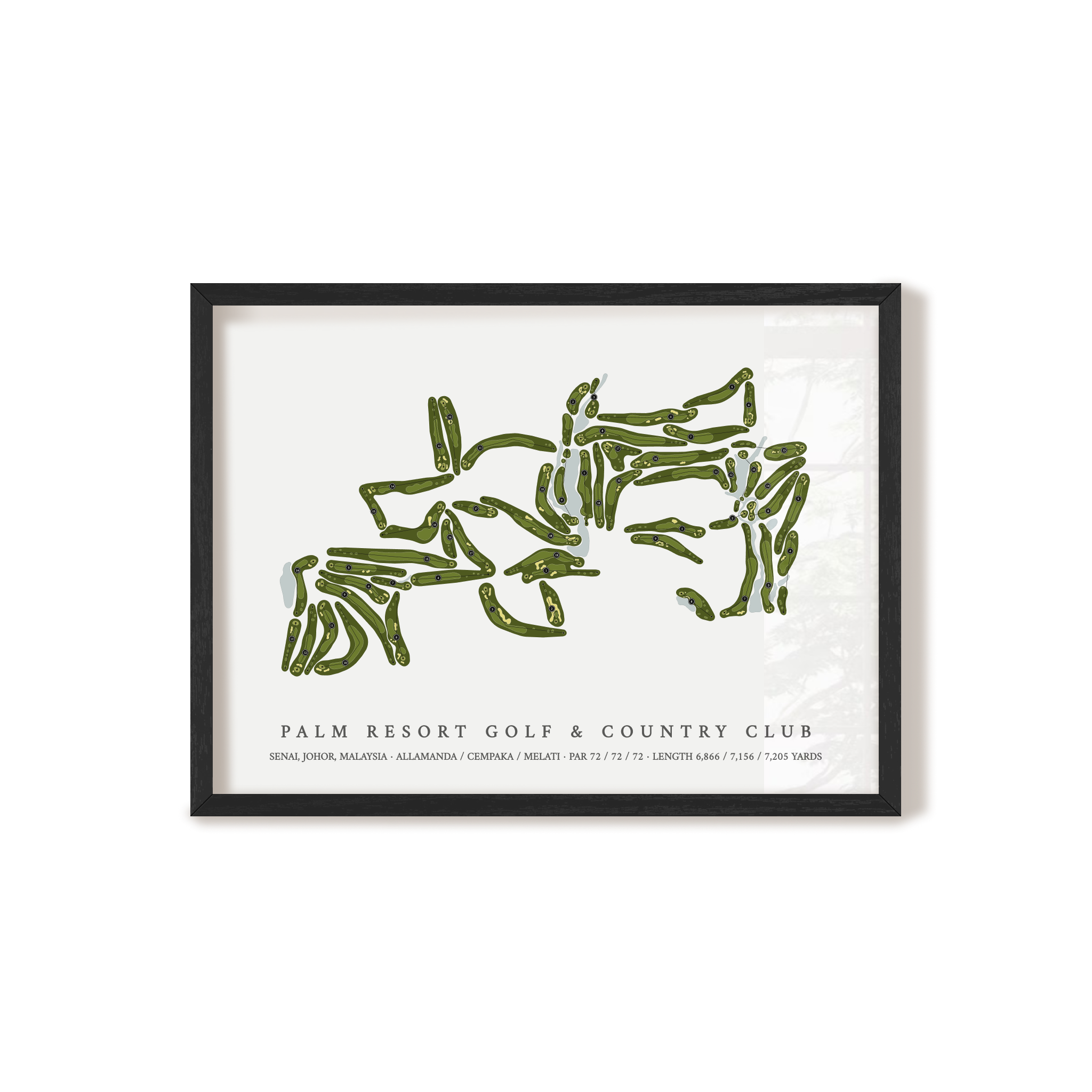 Palm Resort Golf & Country Club | Golf Course Map | Black Frame 