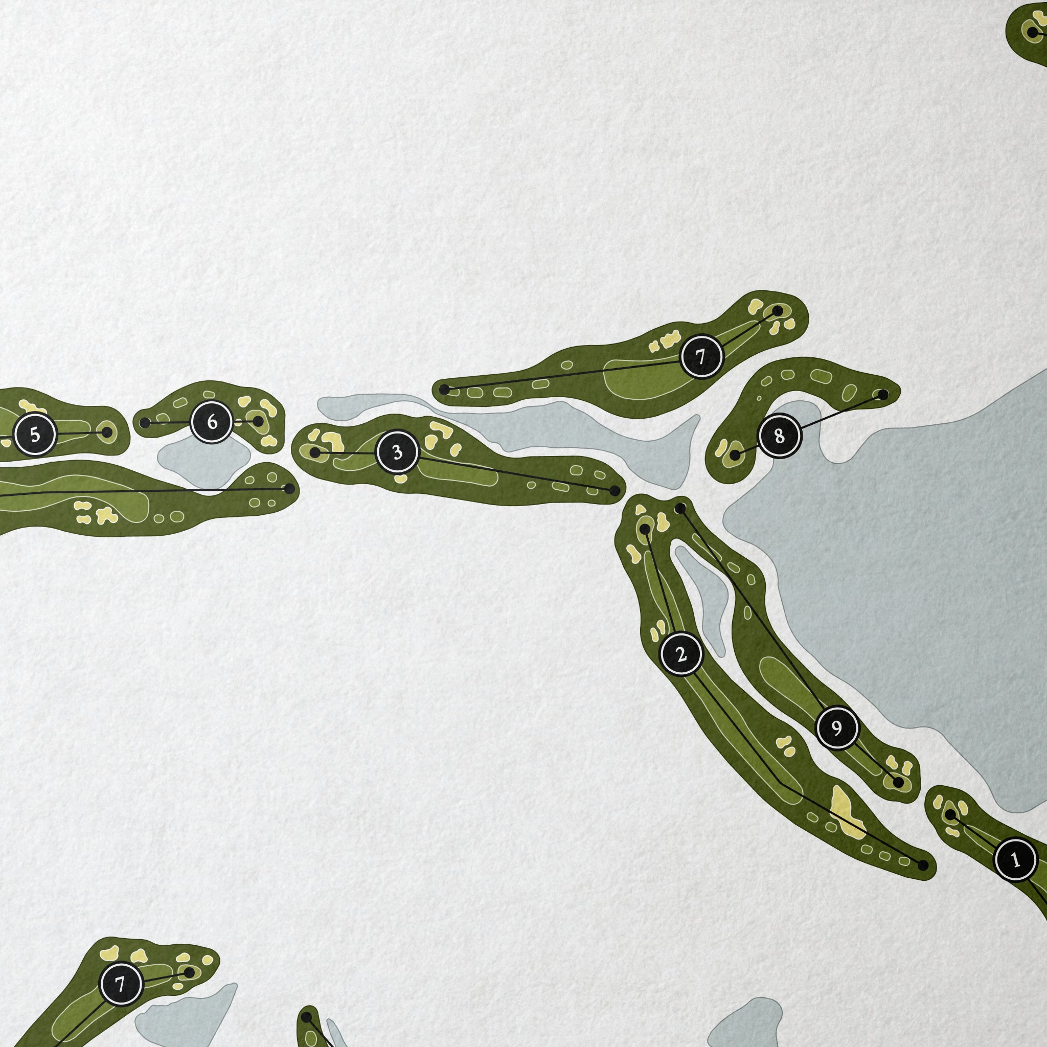 Palmer Legends | Golf Course Print | Close Up