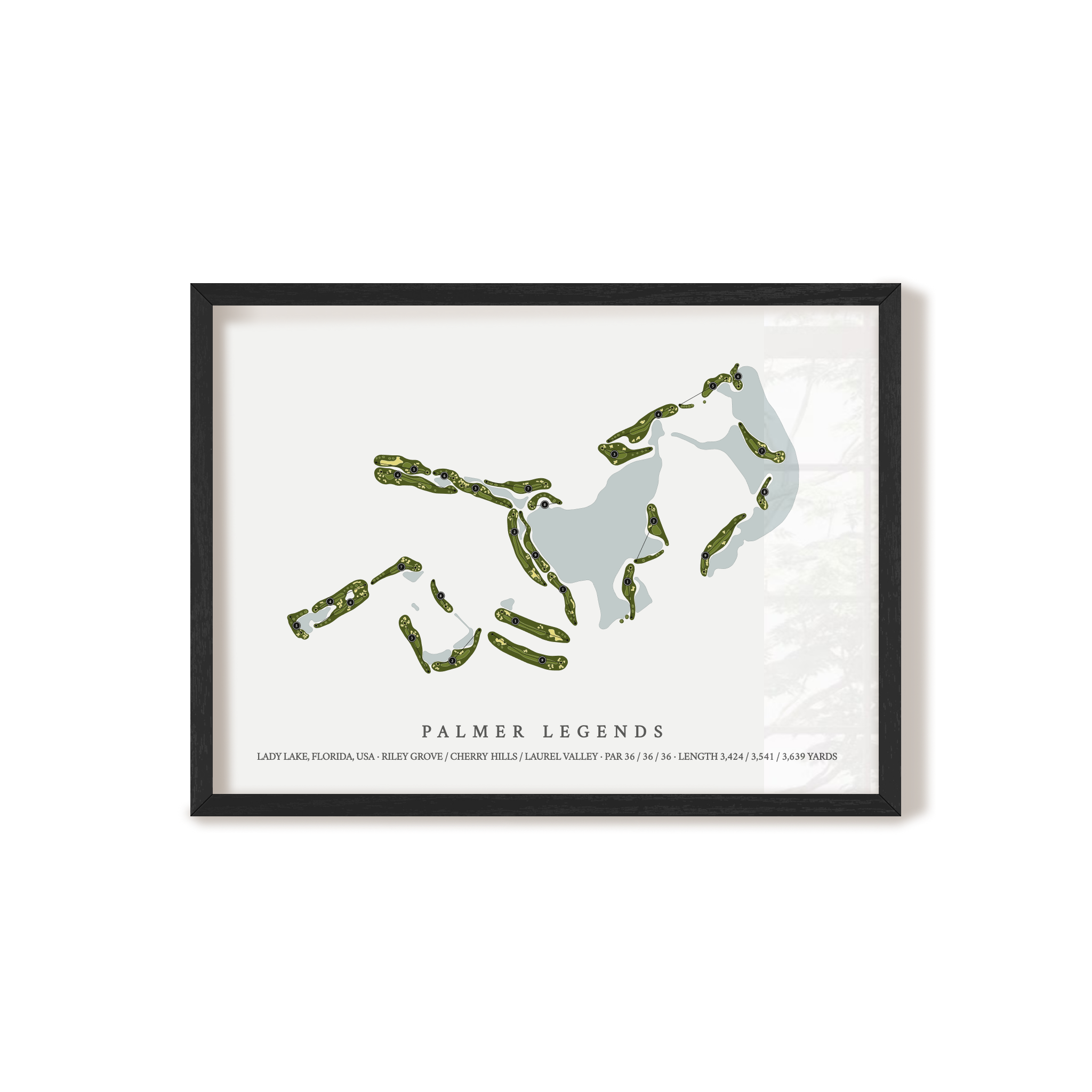 Palmer Legends | Golf Course Map | Black Frame 