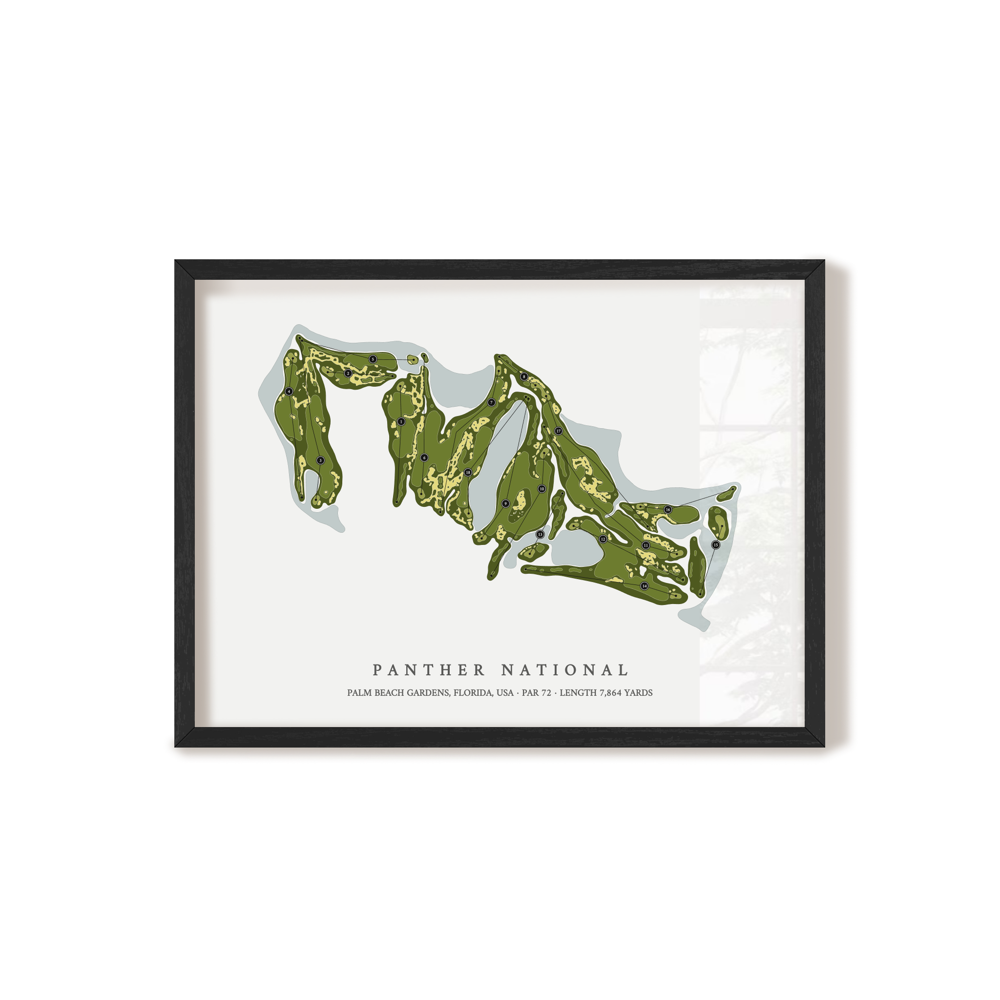 Panther National | Golf Course Map | Black Frame 