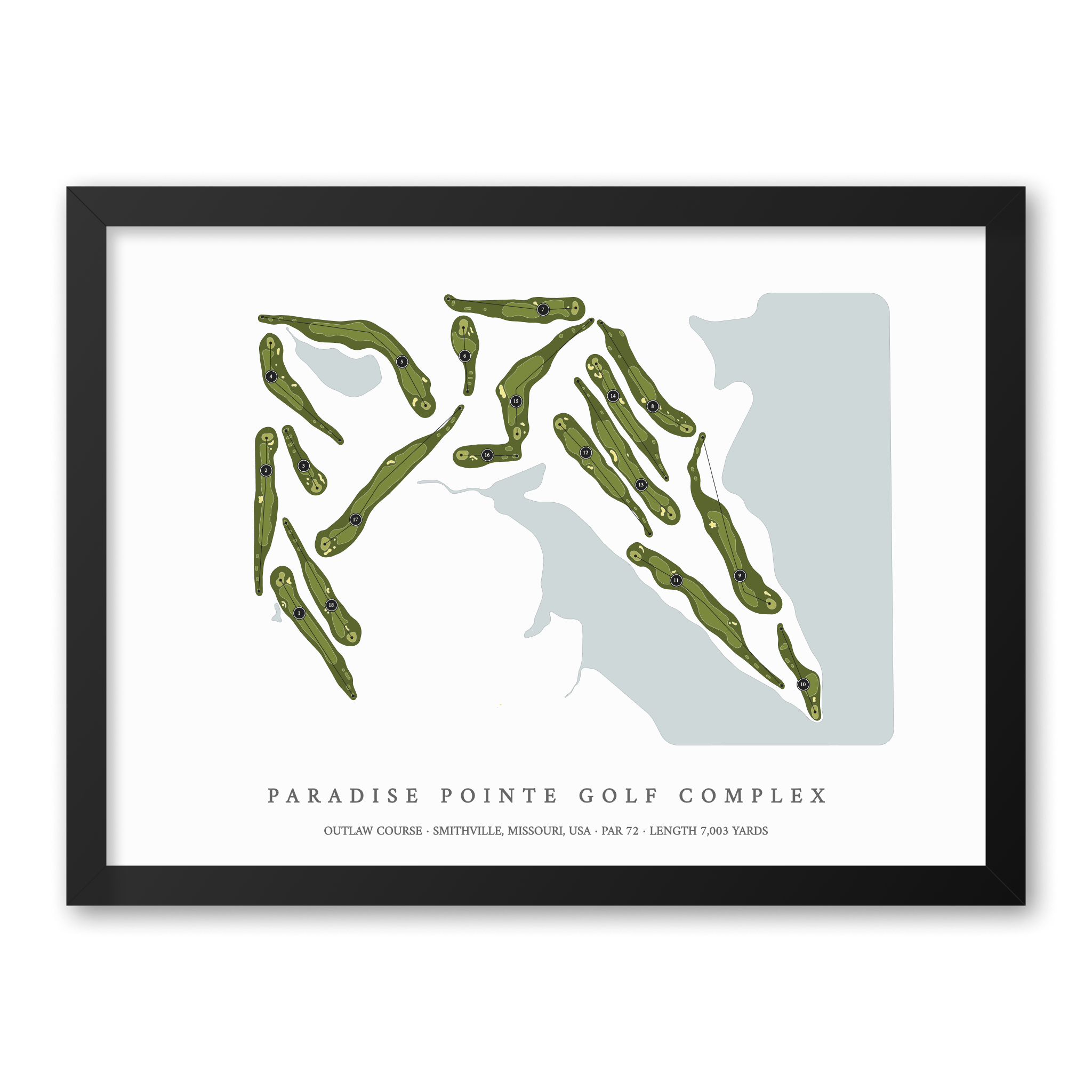Paradise Pointe Golf Complex - Outlaw Course | Golf Course Map | Black Frame