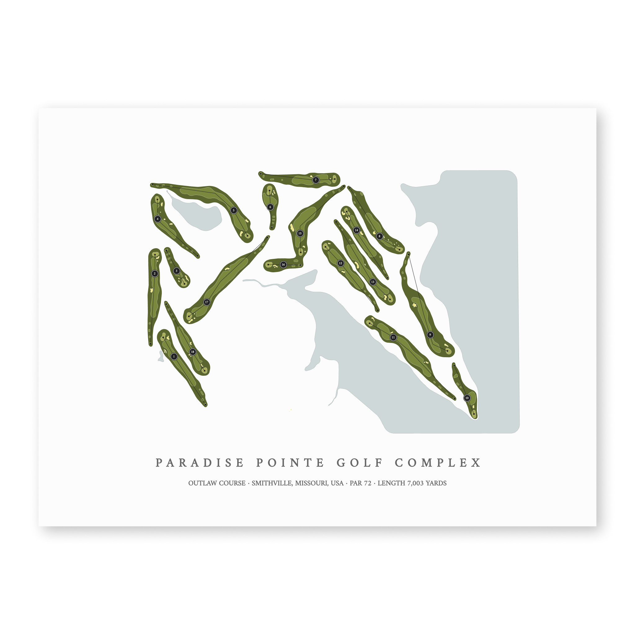 Paradise Pointe Golf Complex - Outlaw Course | Golf Course Map | Unframed