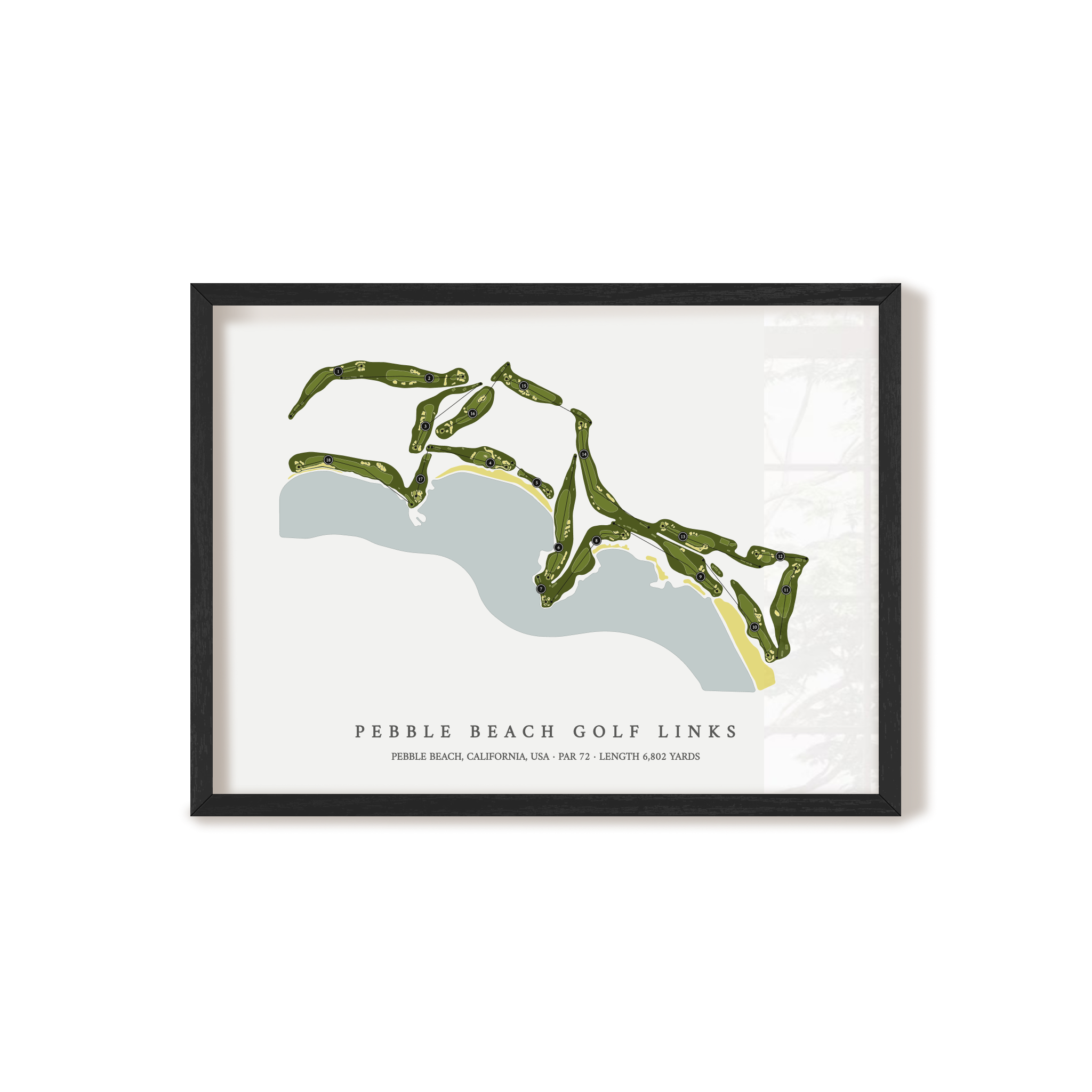 Pebble Beach Golf Links | Golf Course Print | Black Frame