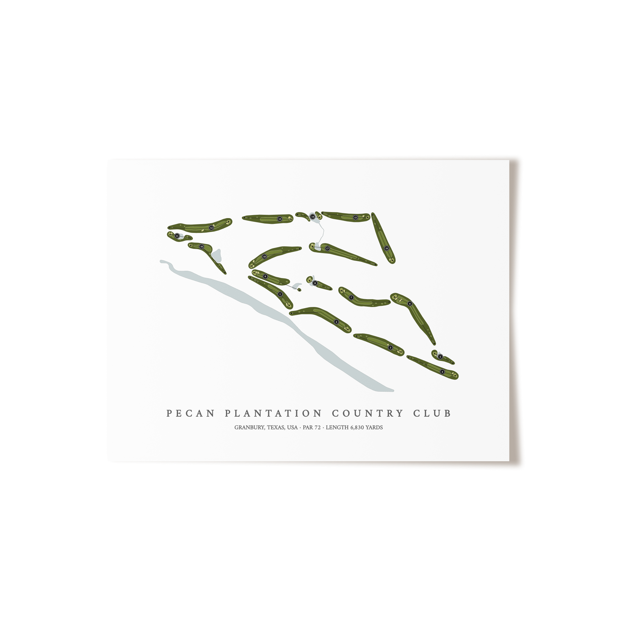 Pecan Plantation Country Club | Golf Course Map | Unframed 