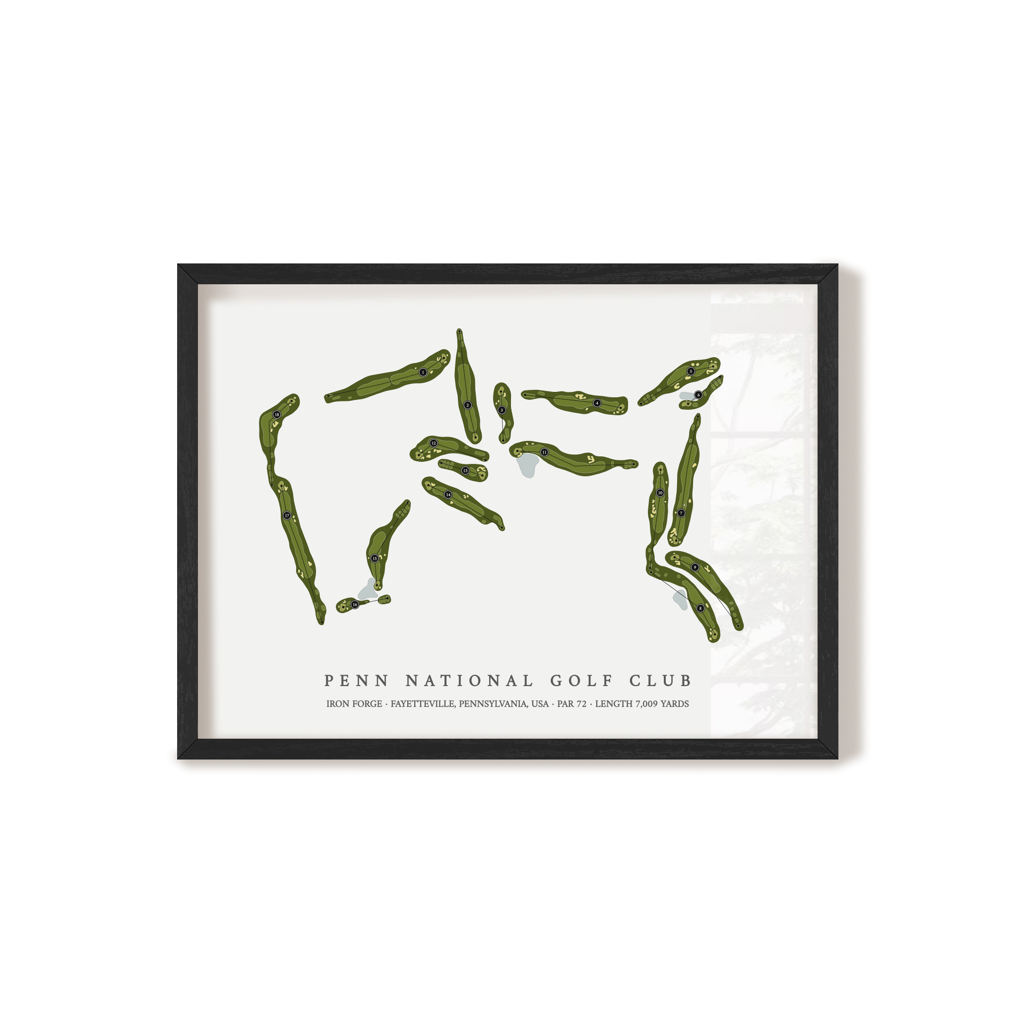 Penn National Golf Club - Iron Forge | Golf Course Map | Black Frame 