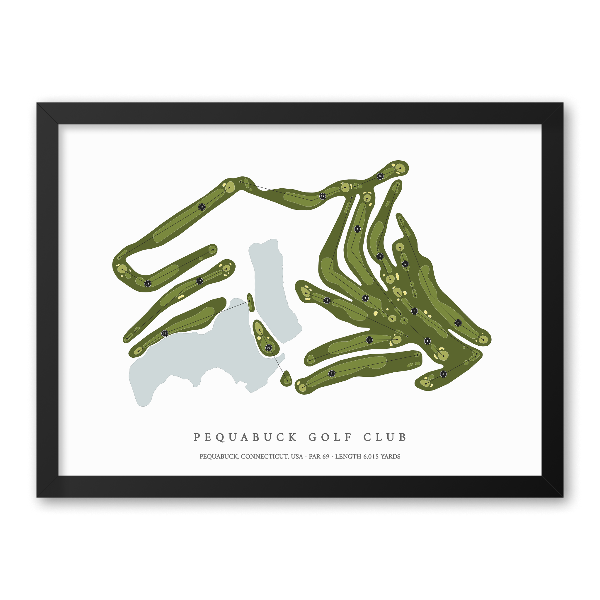 Pequabuck Golf Club | Golf Course Map | Black Frame 