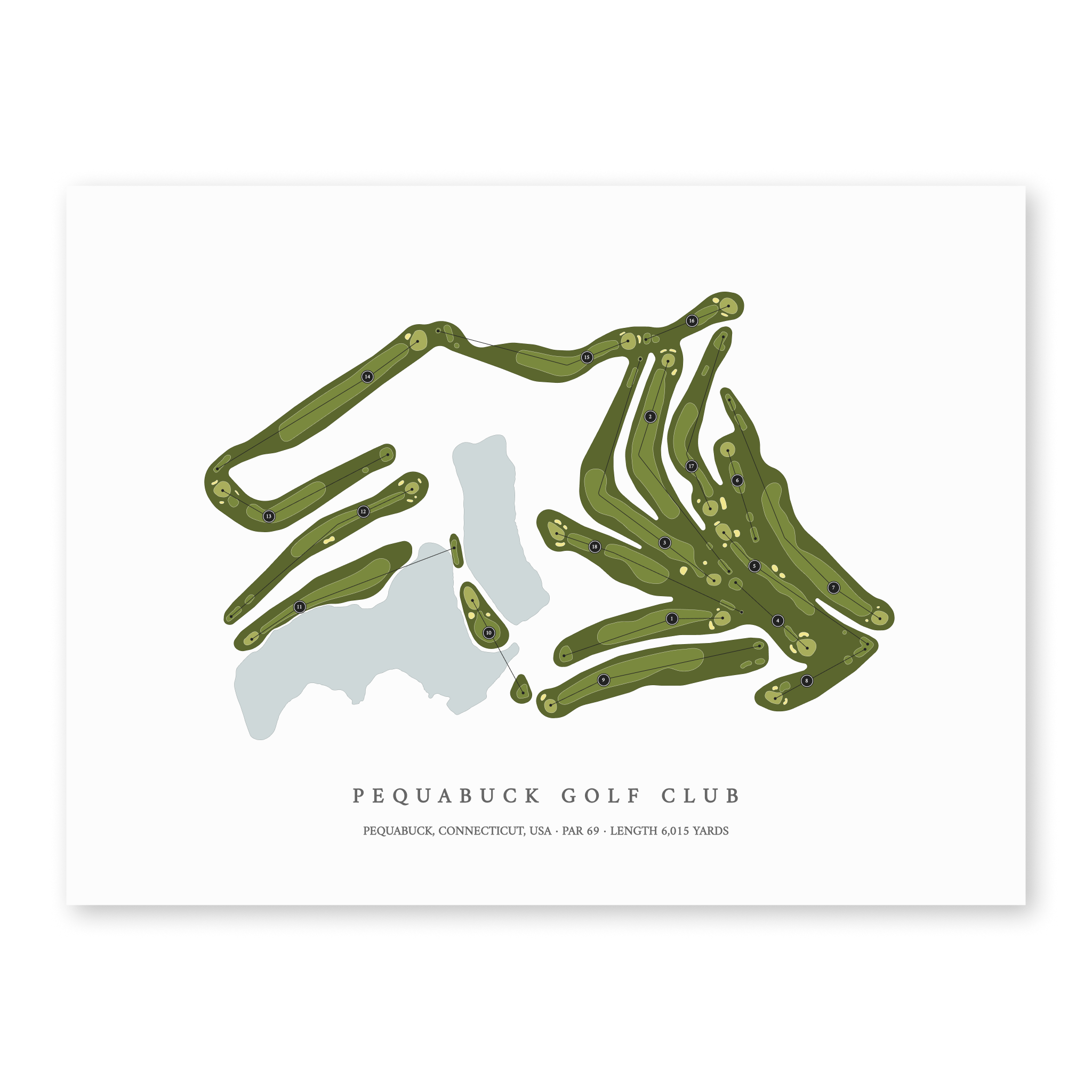 Pequabuck Golf Club | Golf Course Map | Unframed 