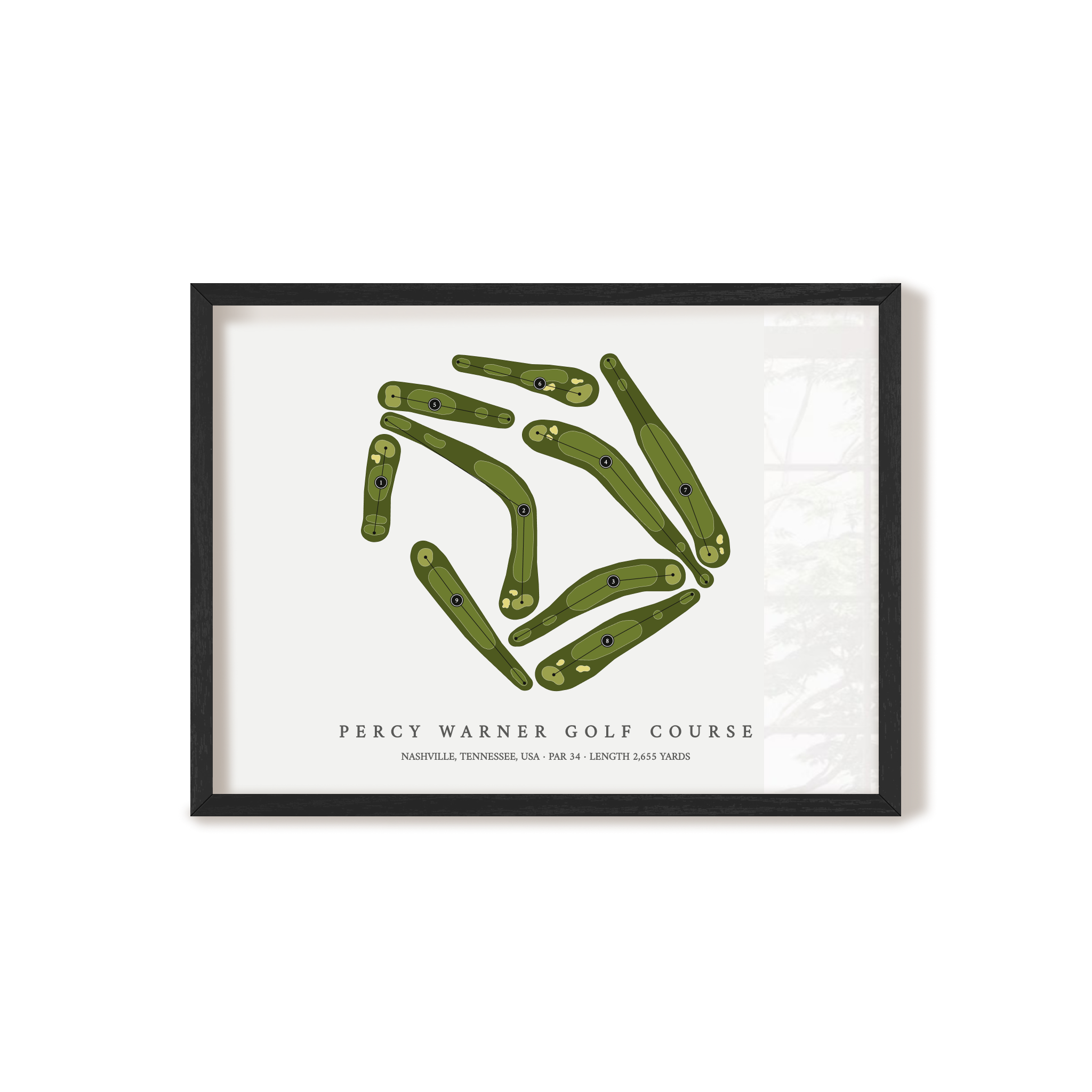 Percy Warner Golf Course | Golf Course Map | Black Frame 