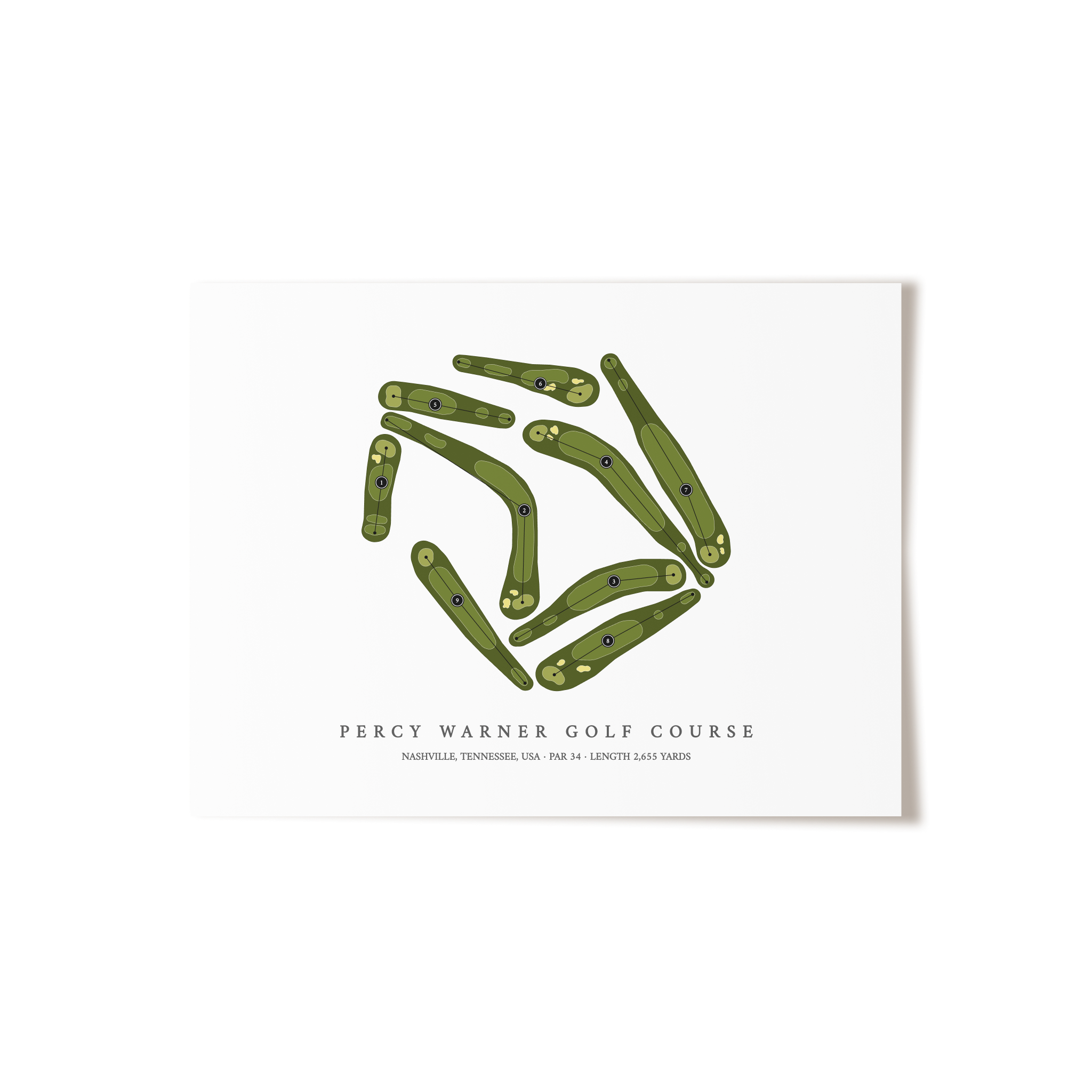 Percy Warner Golf Course | Golf Course Map | Unframed 