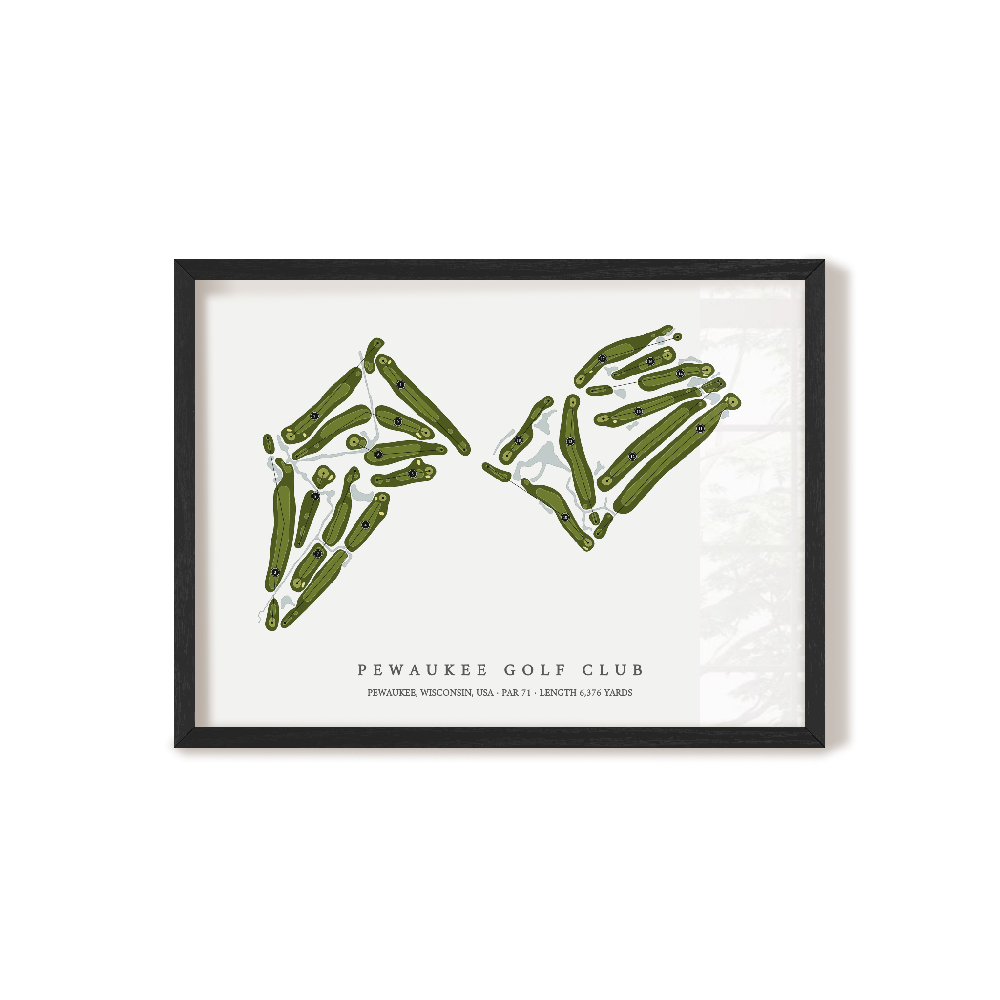 Pewaukee Golf Club | Golf Course Map | Black Frame 