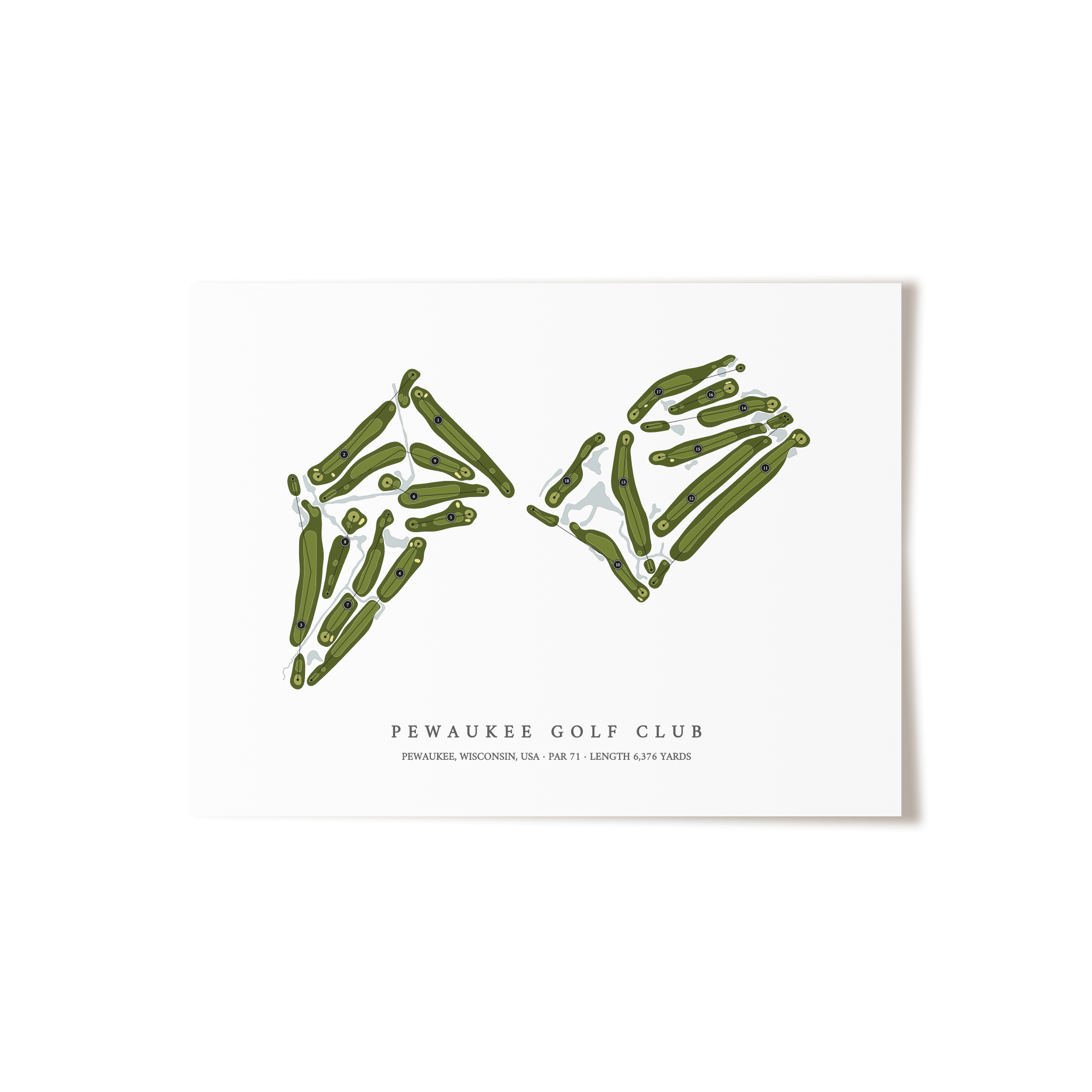 Pewaukee Golf Club | Golf Course Map | Unframed 