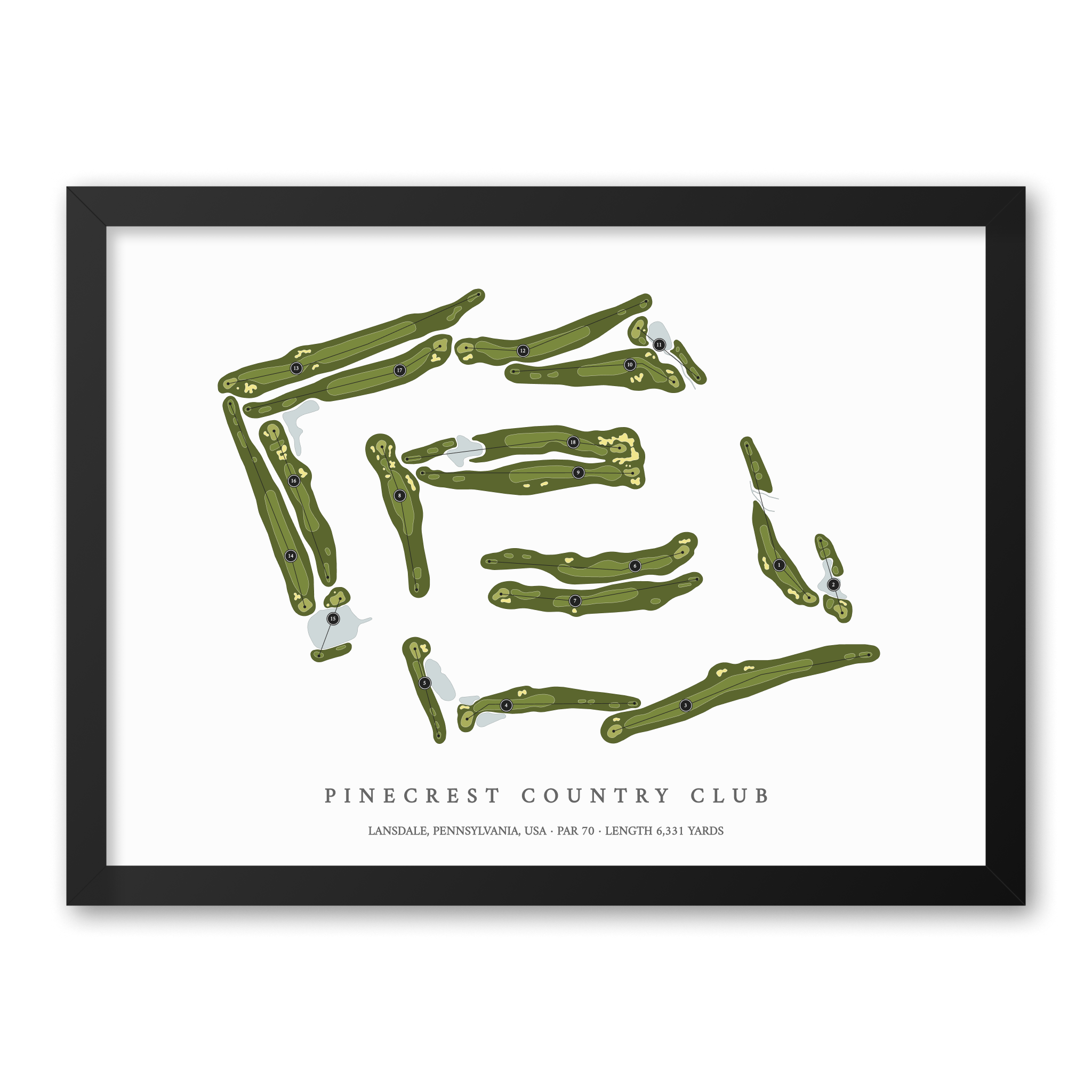 PineCrest Country Club | Golf Course Map | Black Frame