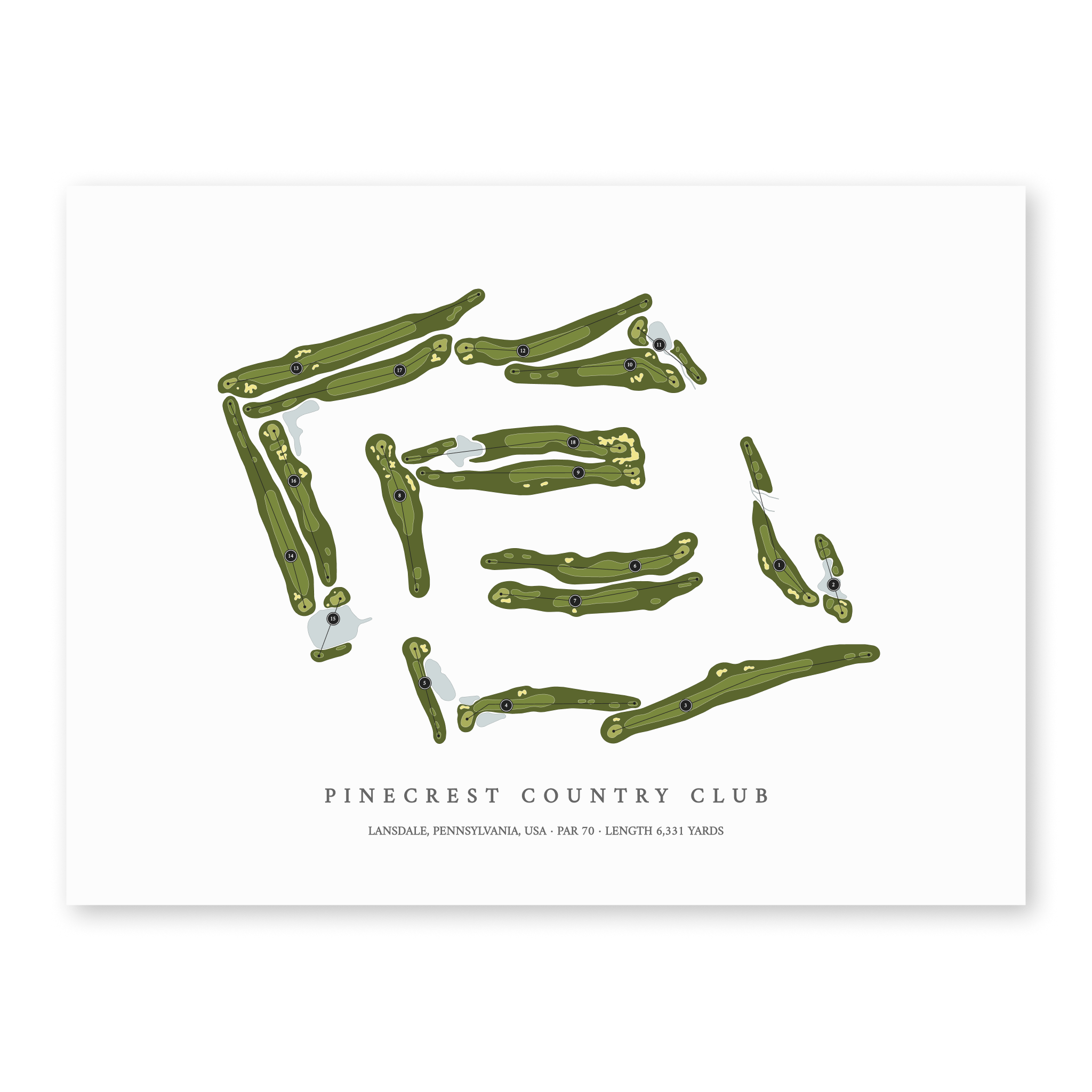 PineCrest Country Club | Golf Course Map | Unframed