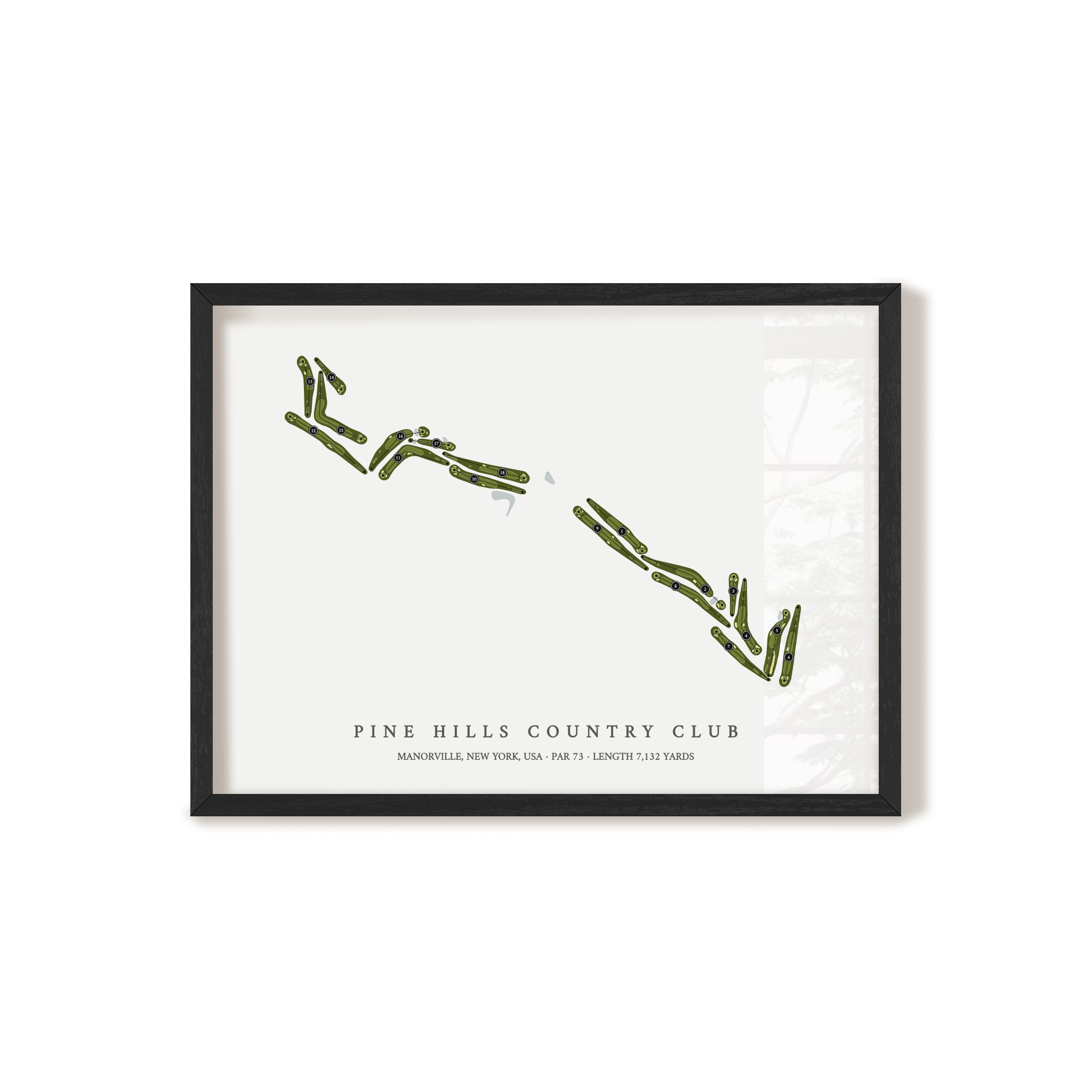 Pine Hills Country Club | Golf Course Map | Black Frame 