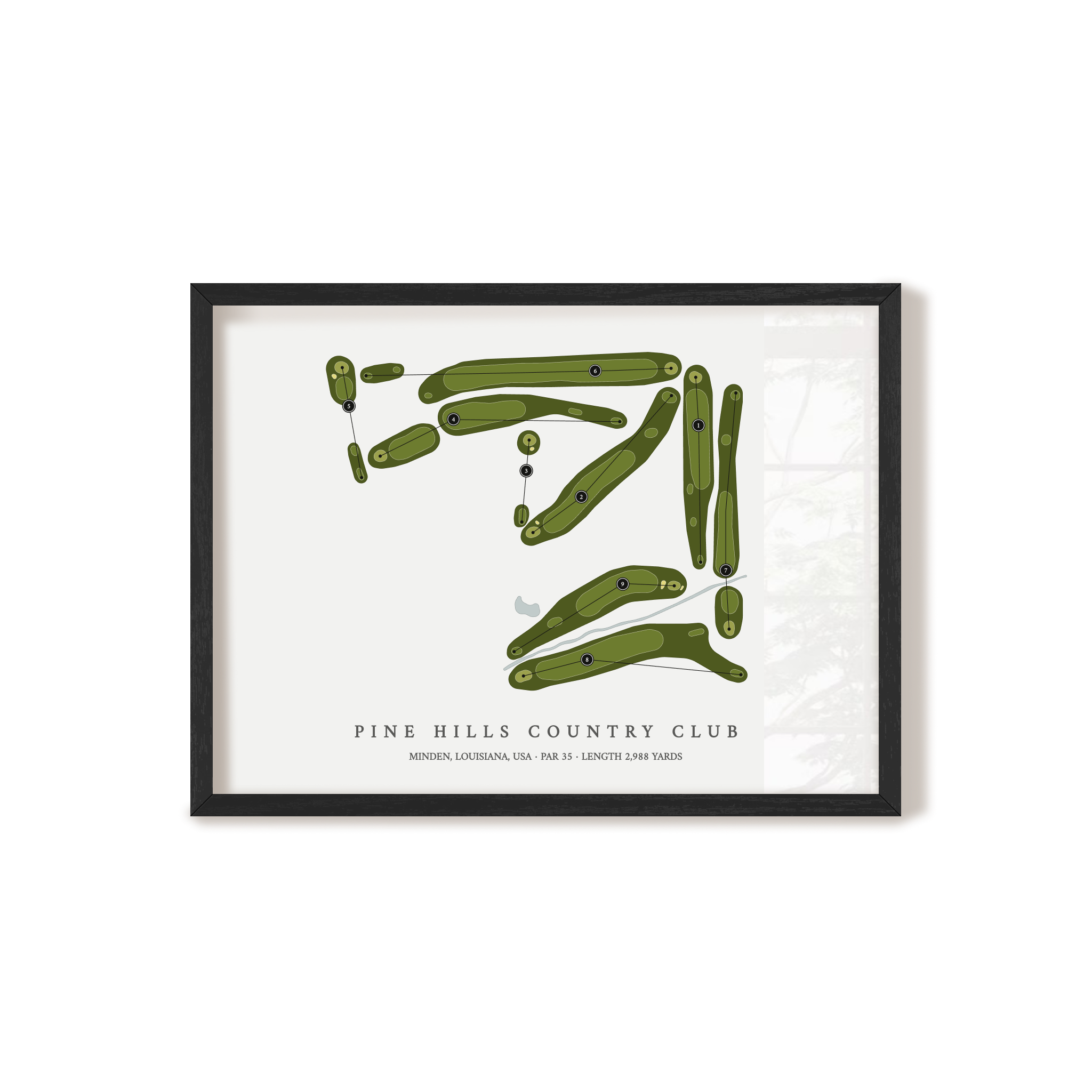 Pine Hills Country Club | Golf Course Map | Black Frame 