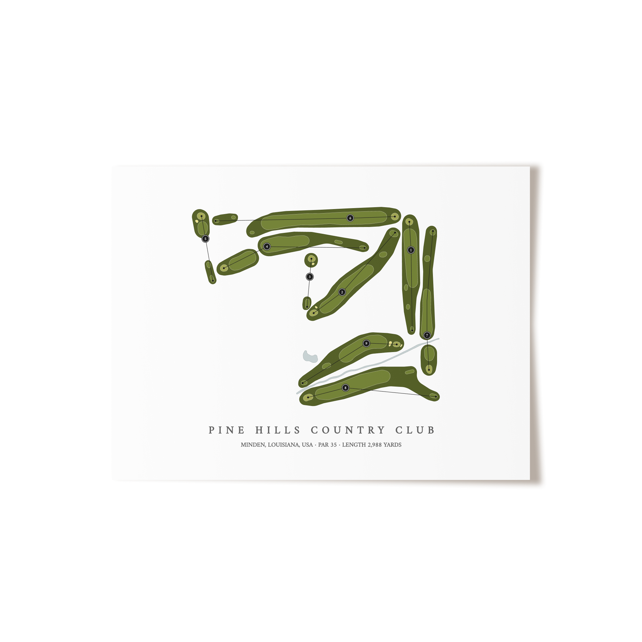 Pine Hills Country Club | Golf Course Map | Unframed 
