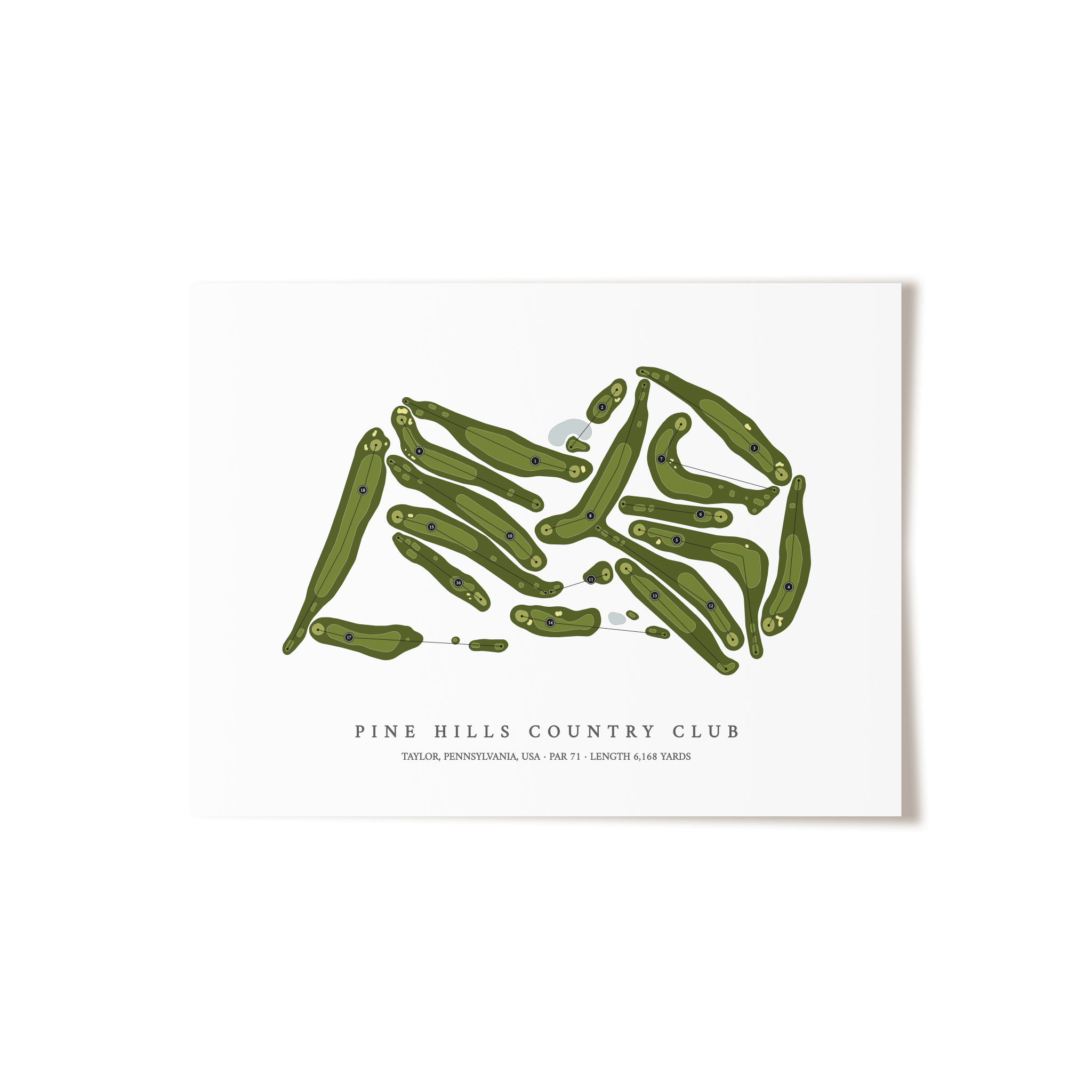 Pine Hills Country Club | Golf Course Map | Unframed 