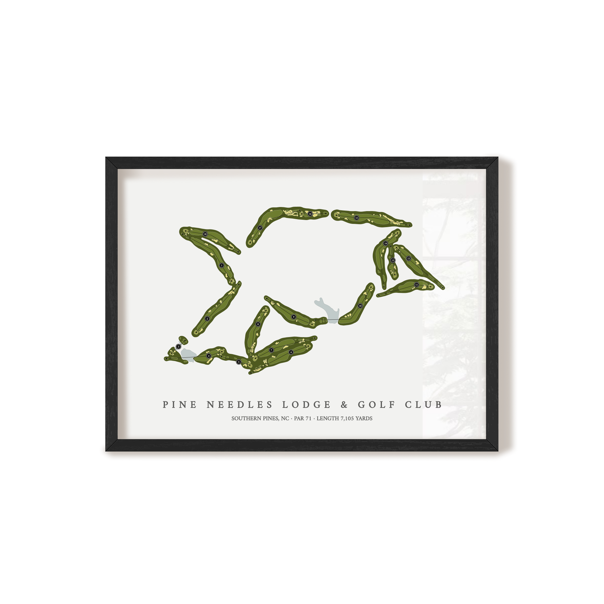 Pine Needles Lodge & Golf Club | Golf Course Print | Black Frame 