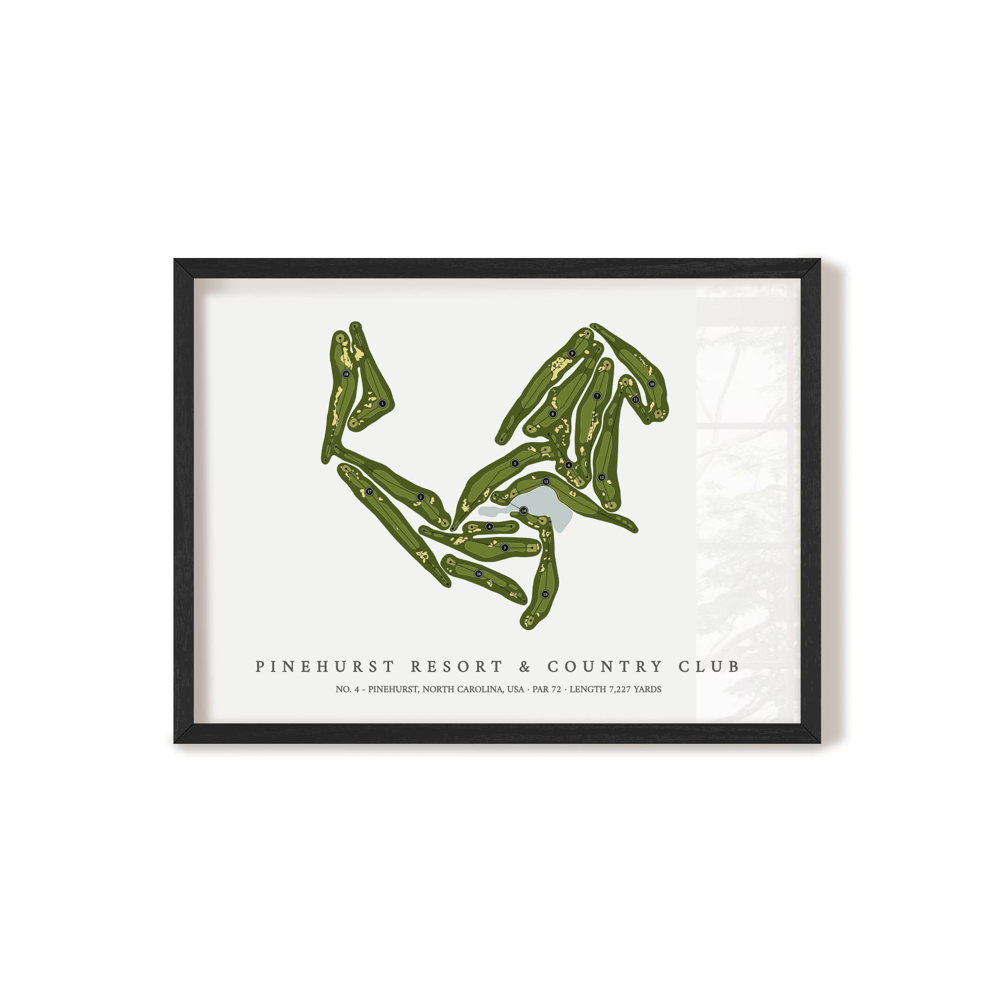 Pinehurst Resort & Country Club - No 4 | Golf Course Map | Black Frame 