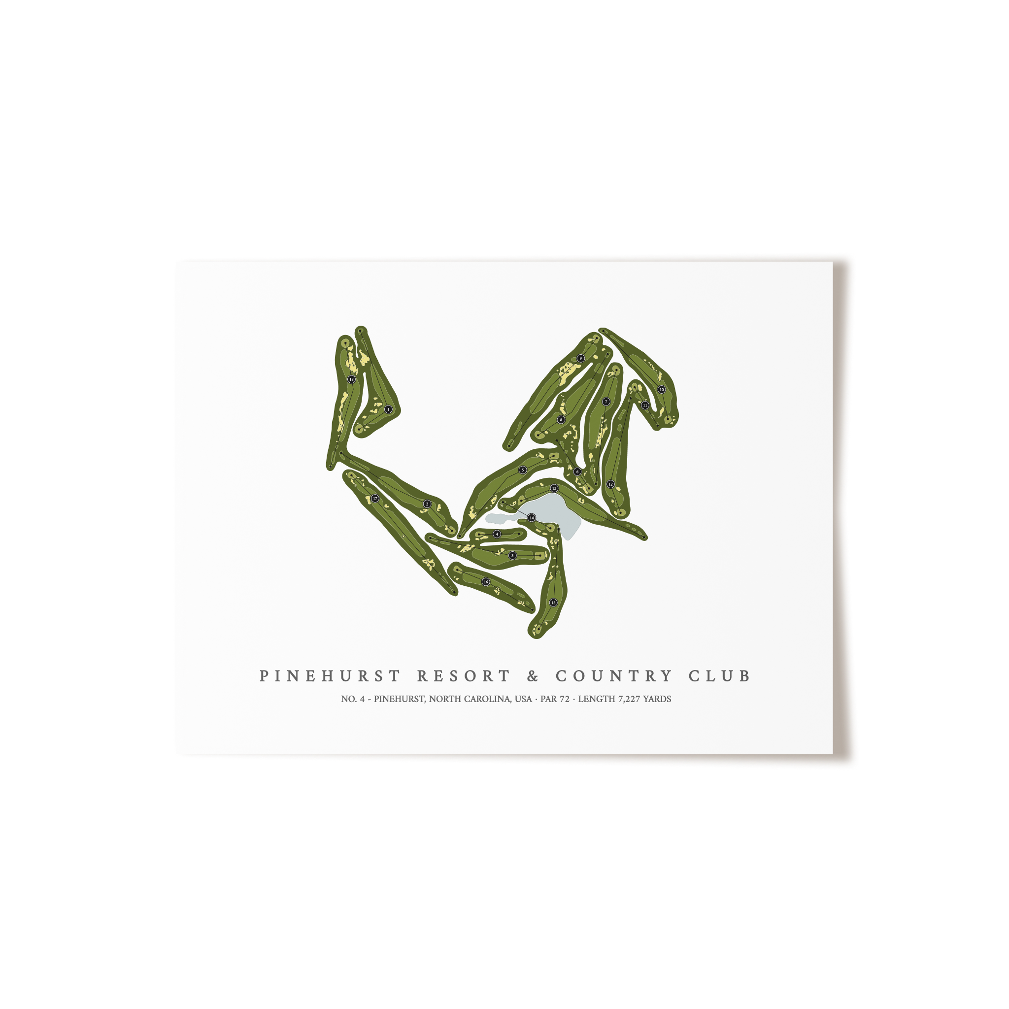 Pinehurst Resort & Country Club - No 4 | Golf Course Map | Unframed 