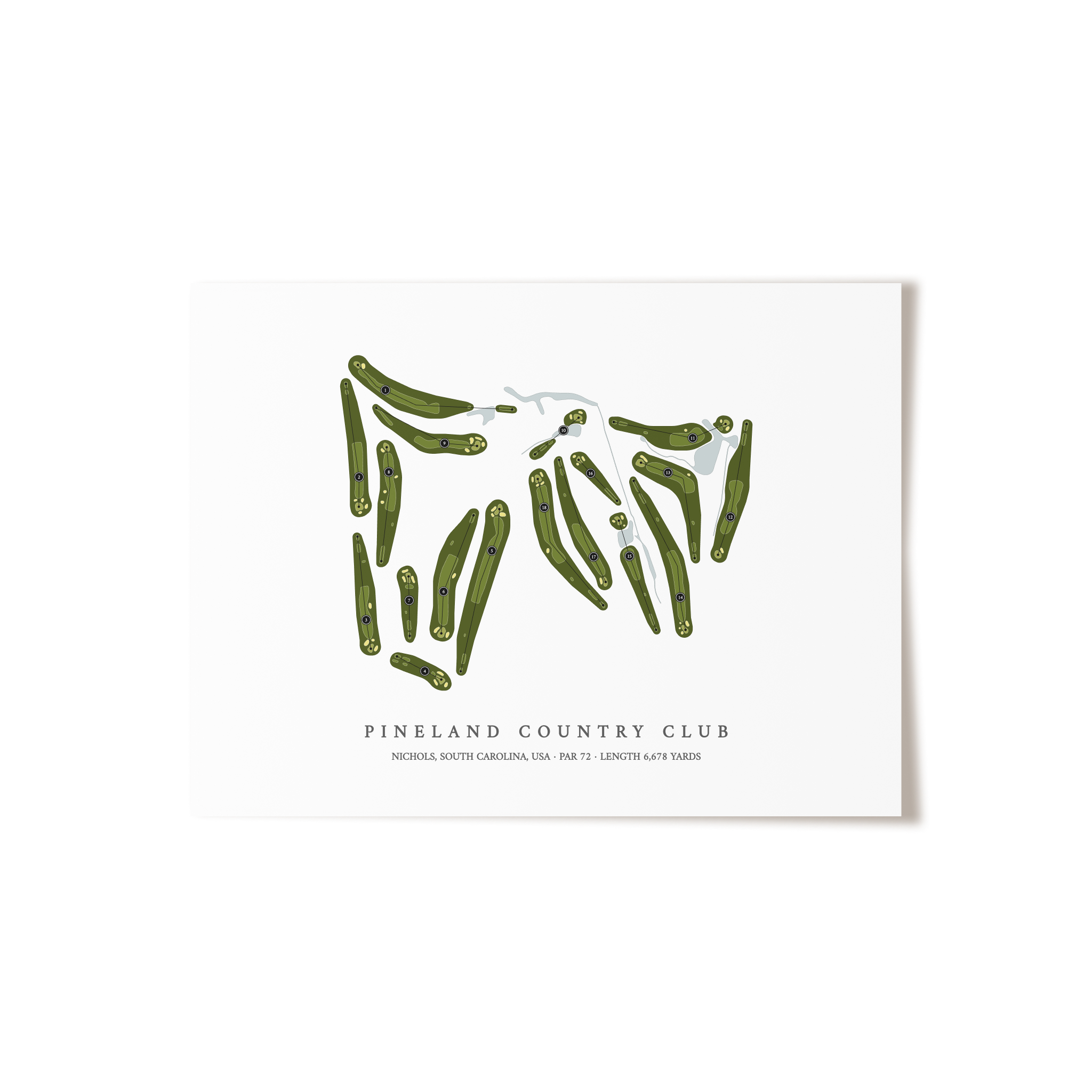 Pineland Country Club | Golf Course Map | Unframed 