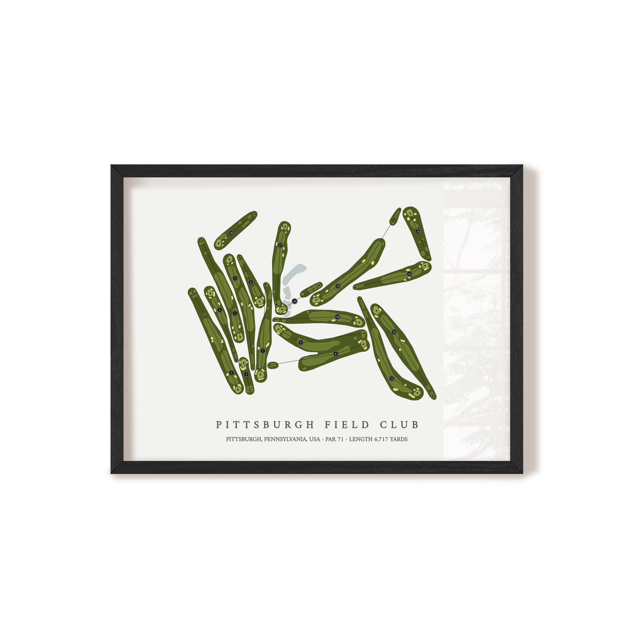 Pittsburgh Field Club | Golf Course Map | Black Frame